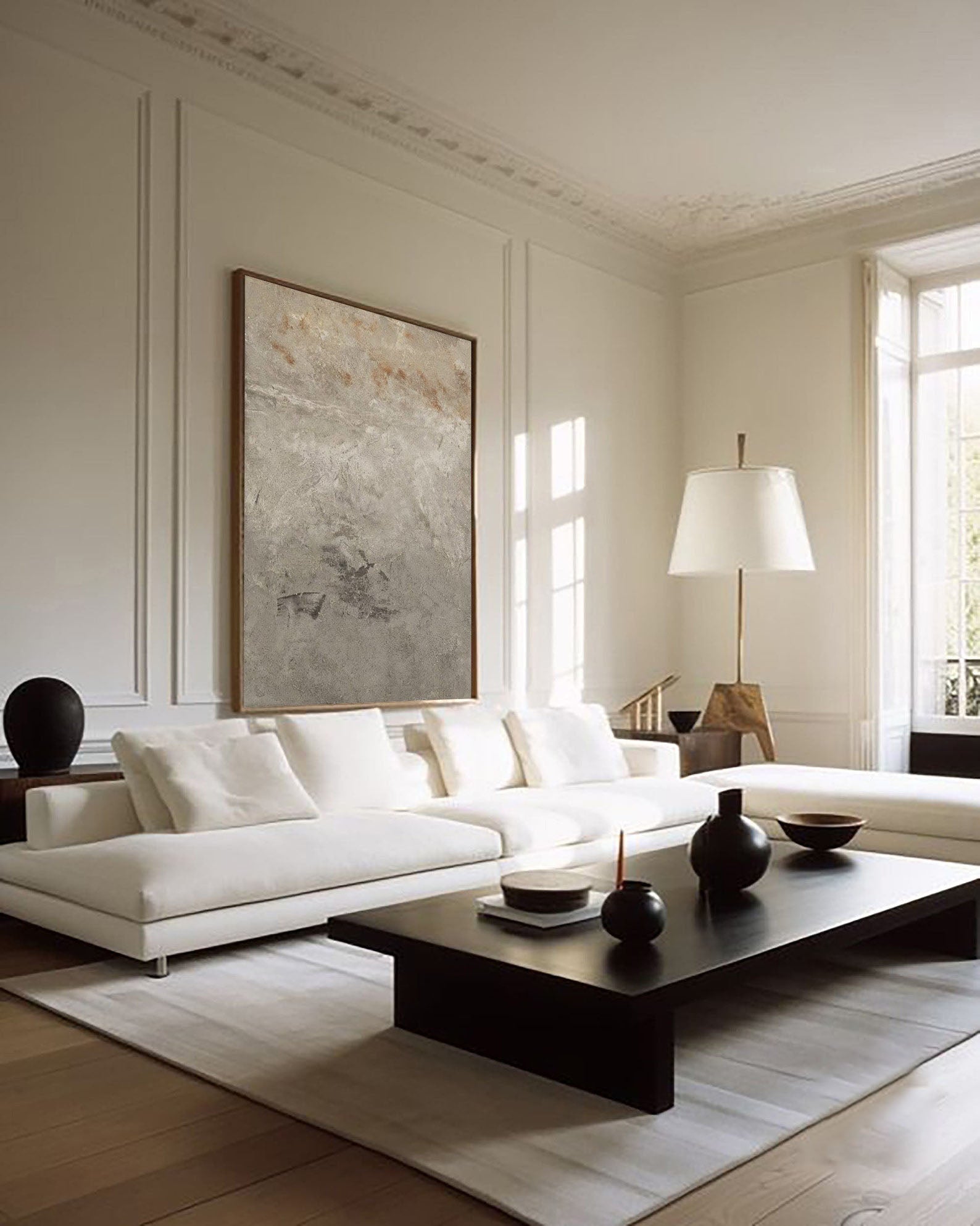 Gray Textured Abstract Art - Modern Minimalist Style #TB 005