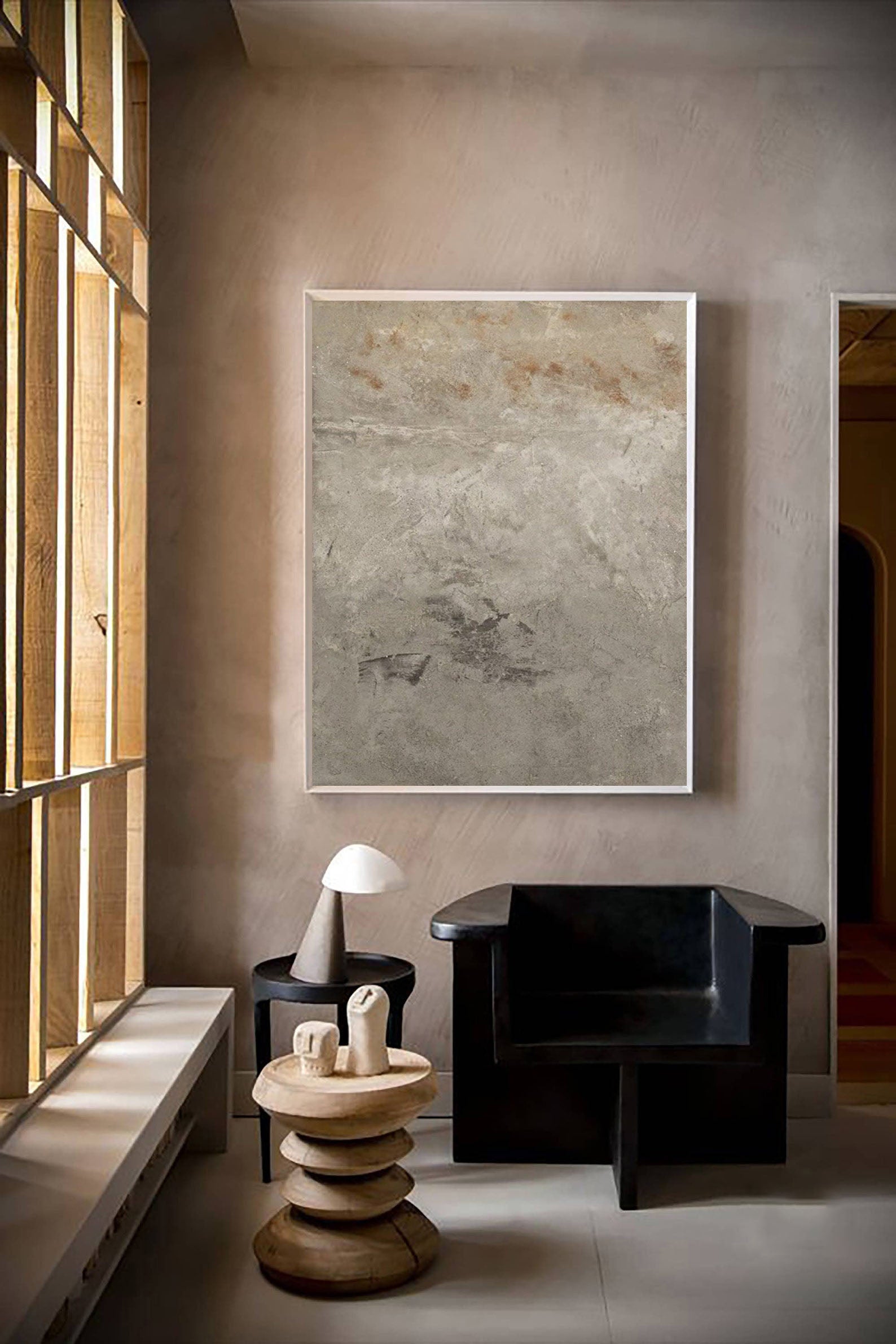 Gray Textured Abstract Art - Modern Minimalist Style #TB 005