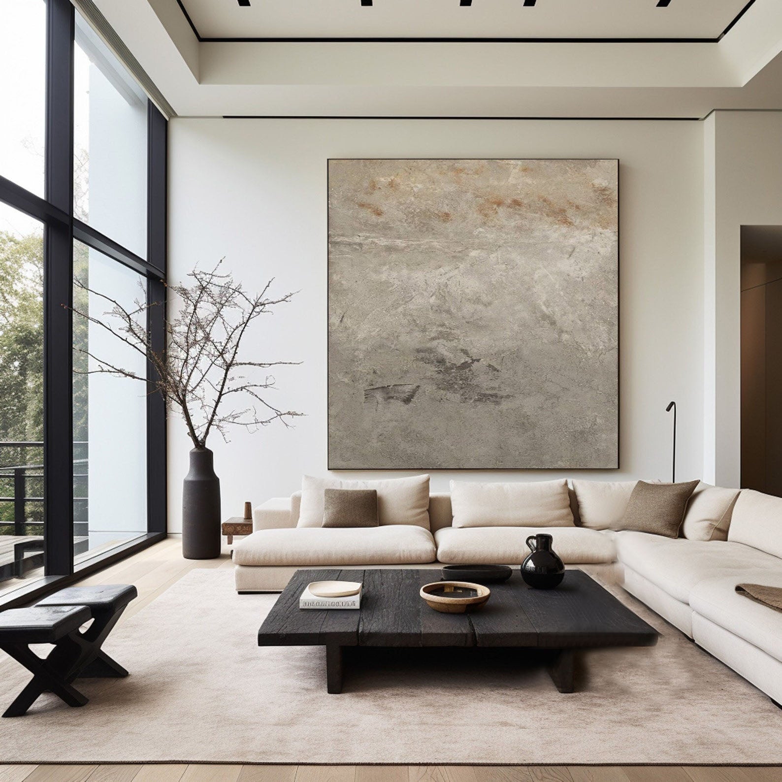 Gray Textured Abstract Art - Modern Minimalist Style #TB 005