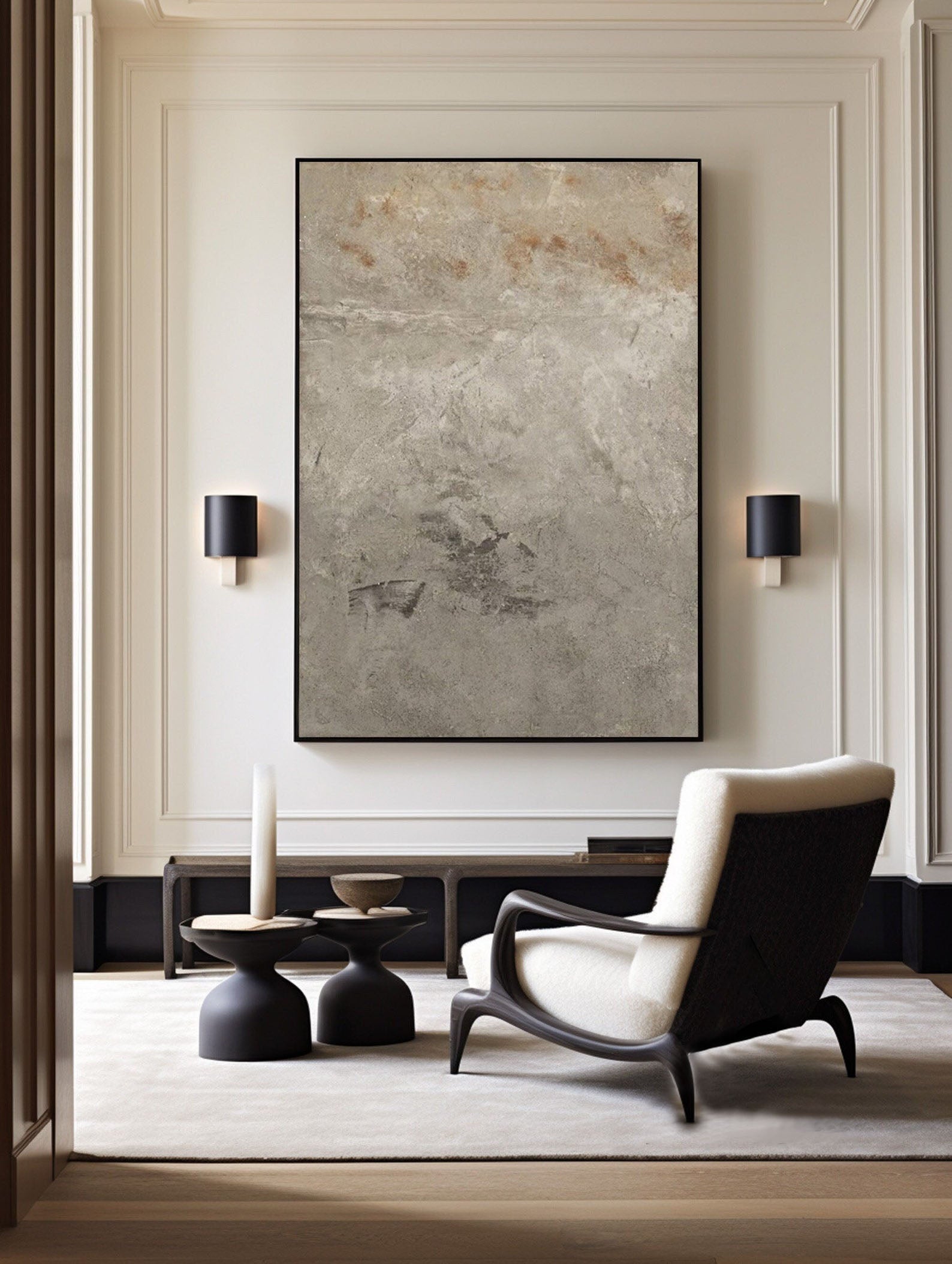 Gray Textured Abstract Art - Modern Minimalist Style #TB 005
