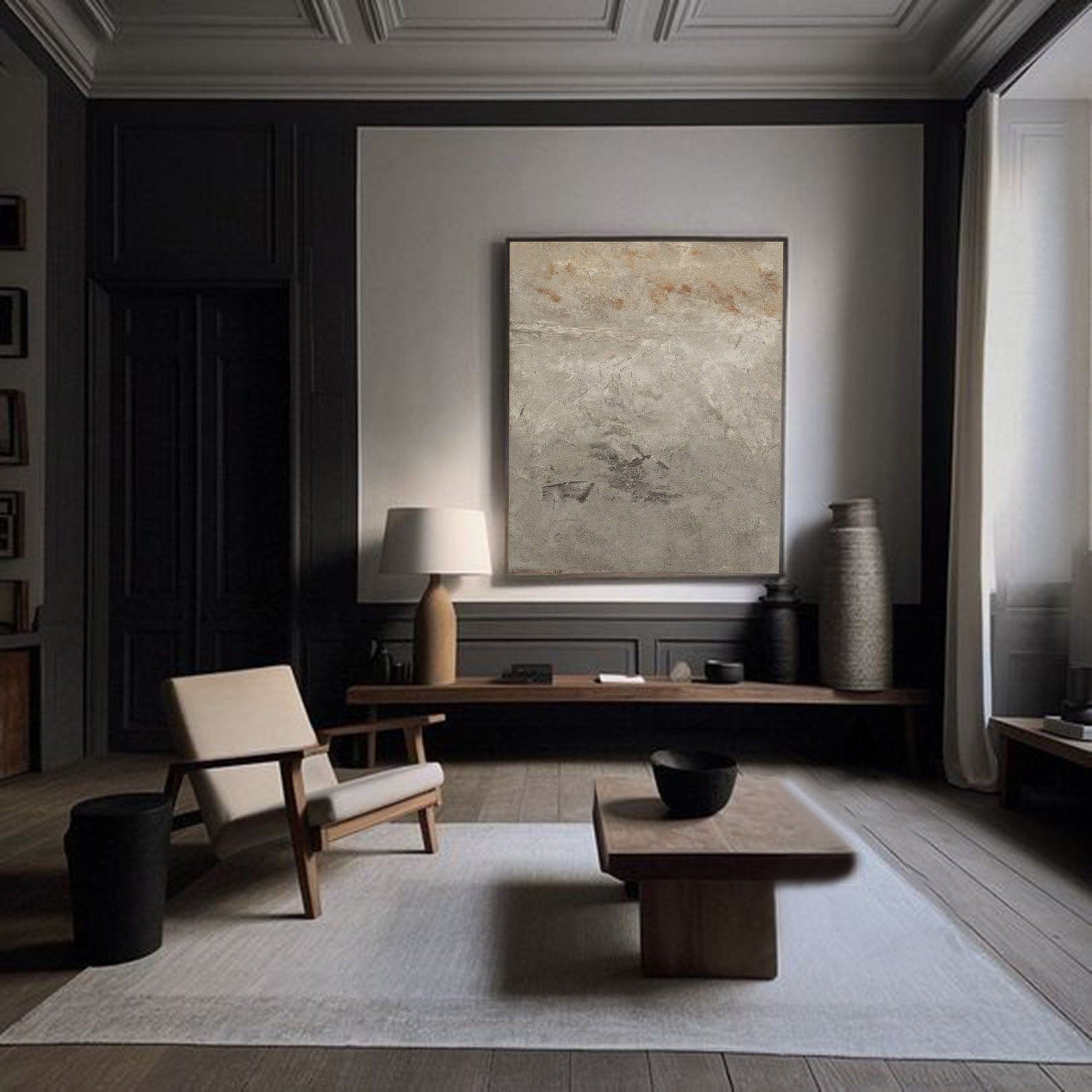 Gray Textured Abstract Art - Modern Minimalist Style #TB 005