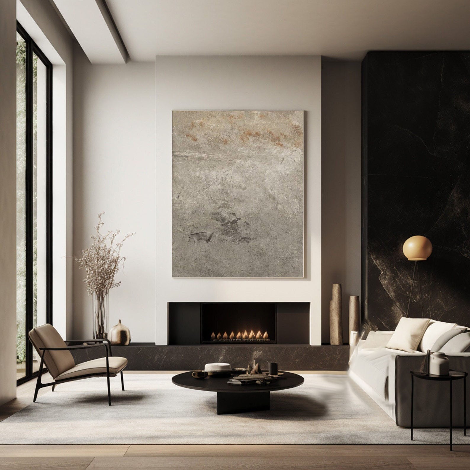 Gray Textured Abstract Art - Modern Minimalist Style #TB 005