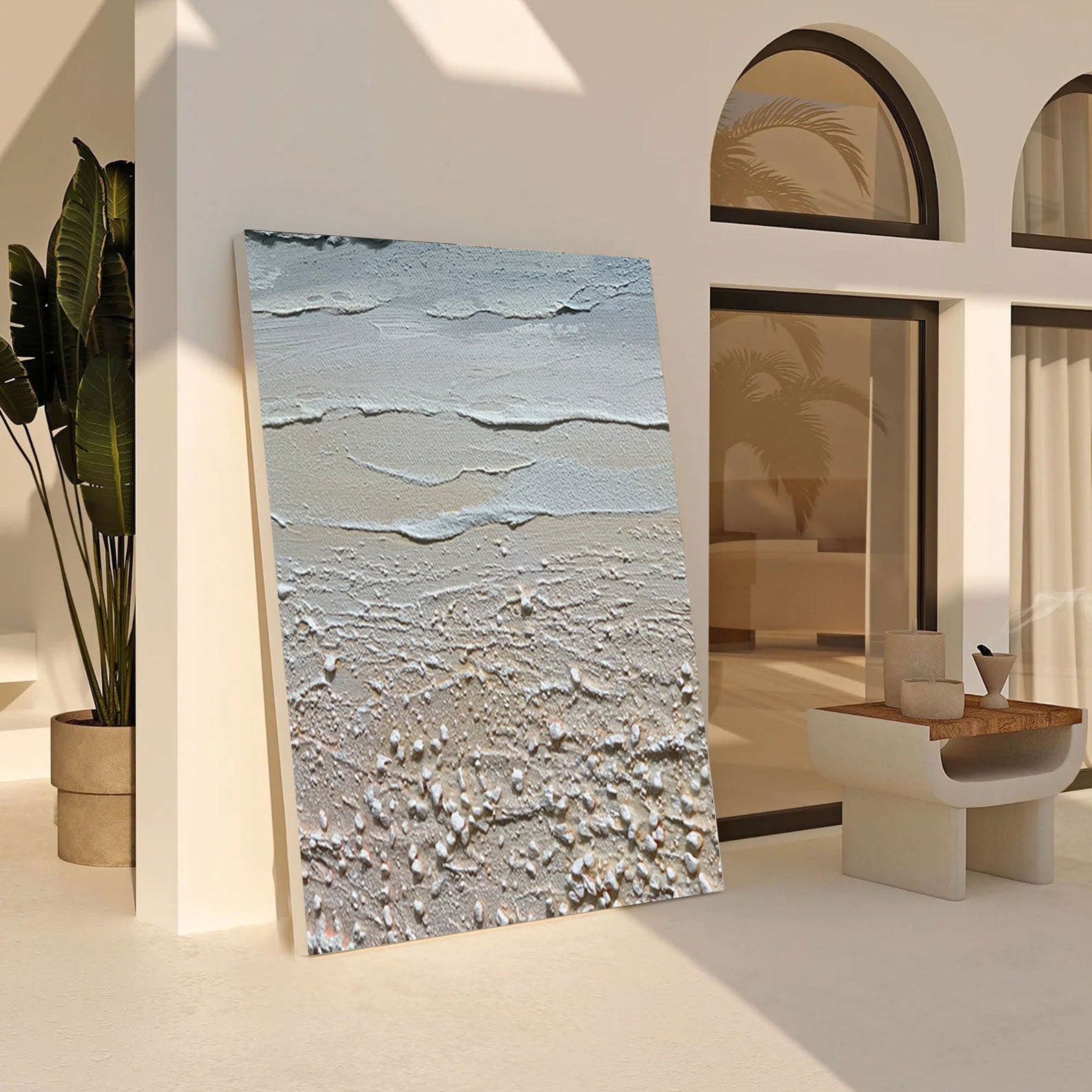 3D Textured Coastal Art | Sand and Sea Abstract Painting #JJ 068