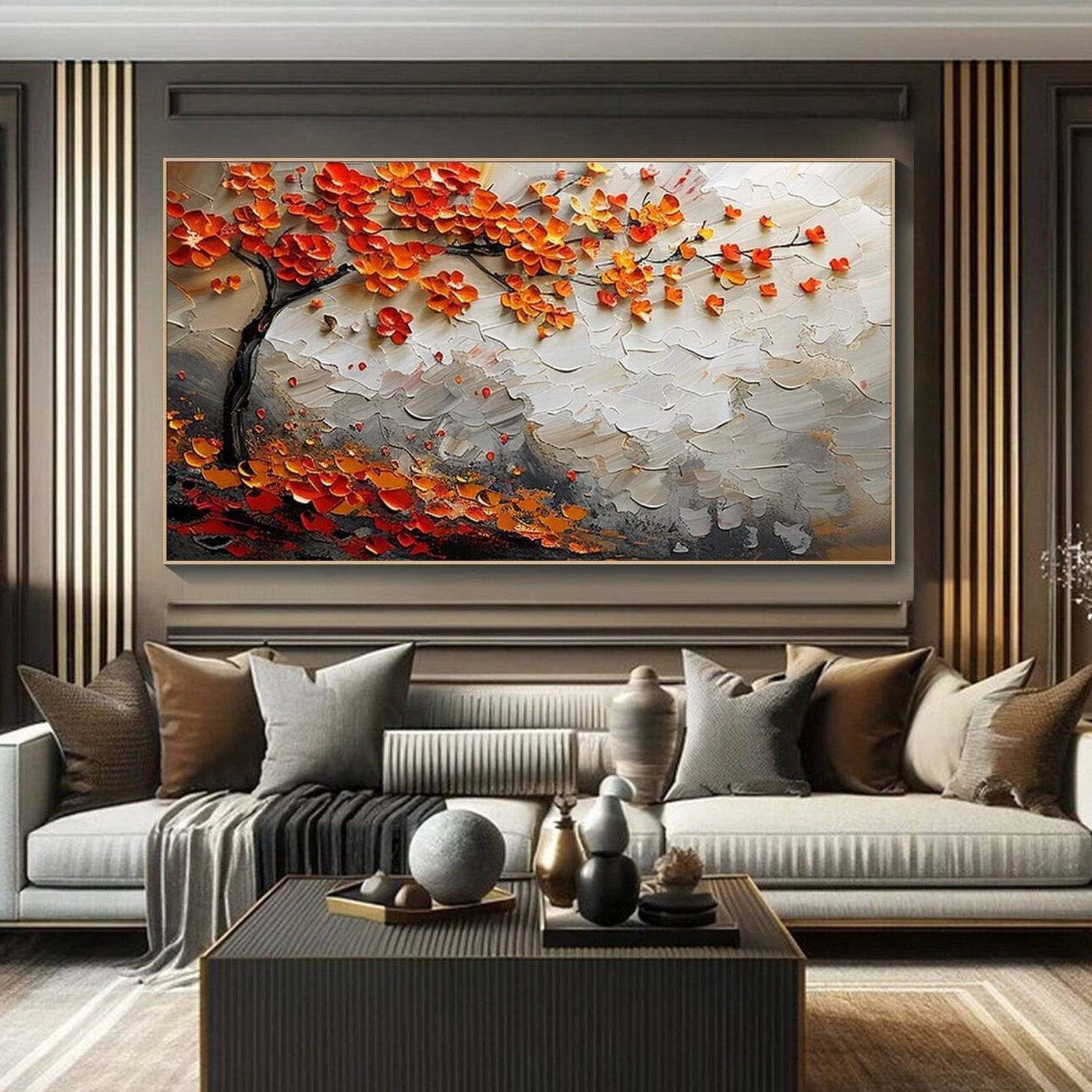Textured Floral Tree Art Painting #TB 019