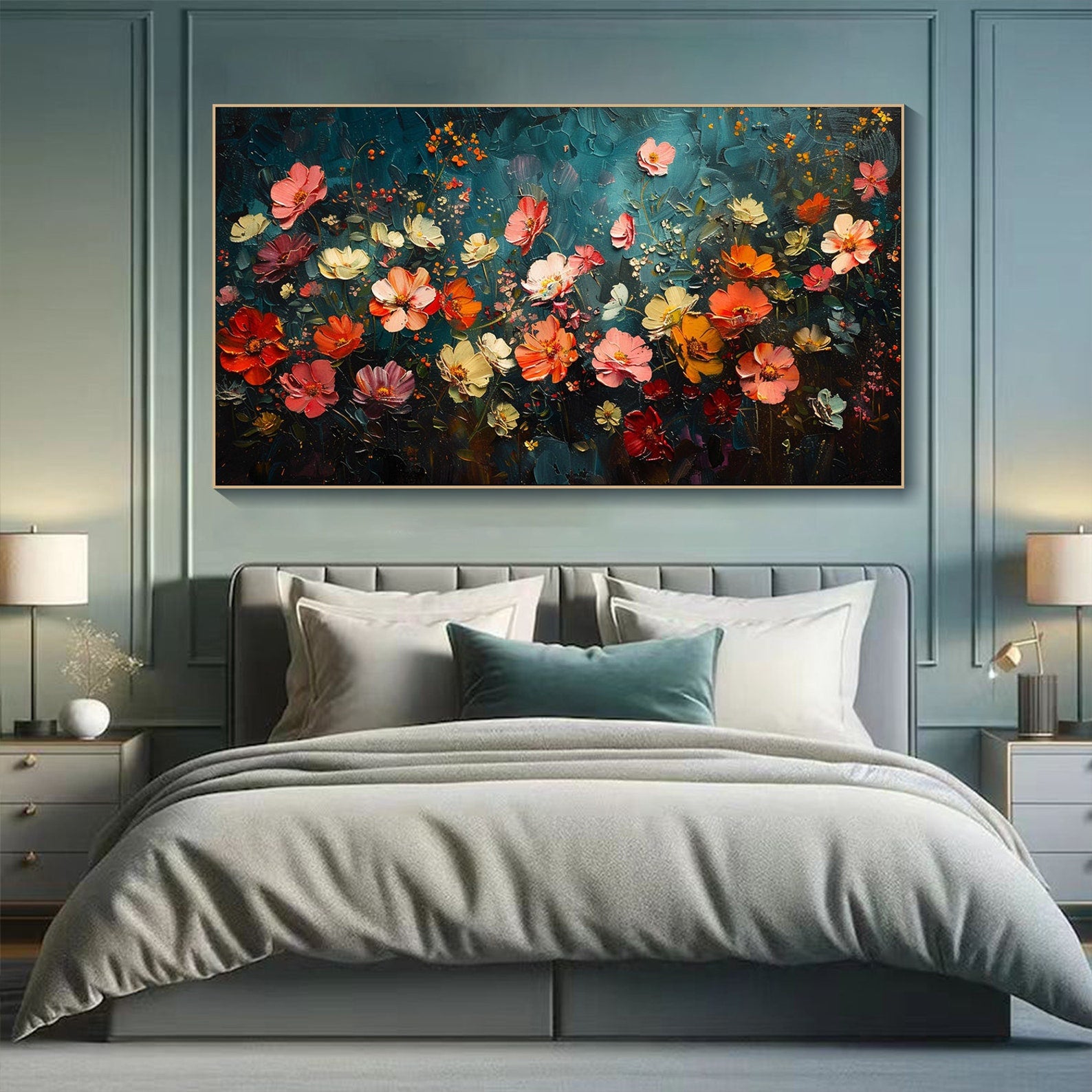 Abstract Floral Art, Dark Warm Lively