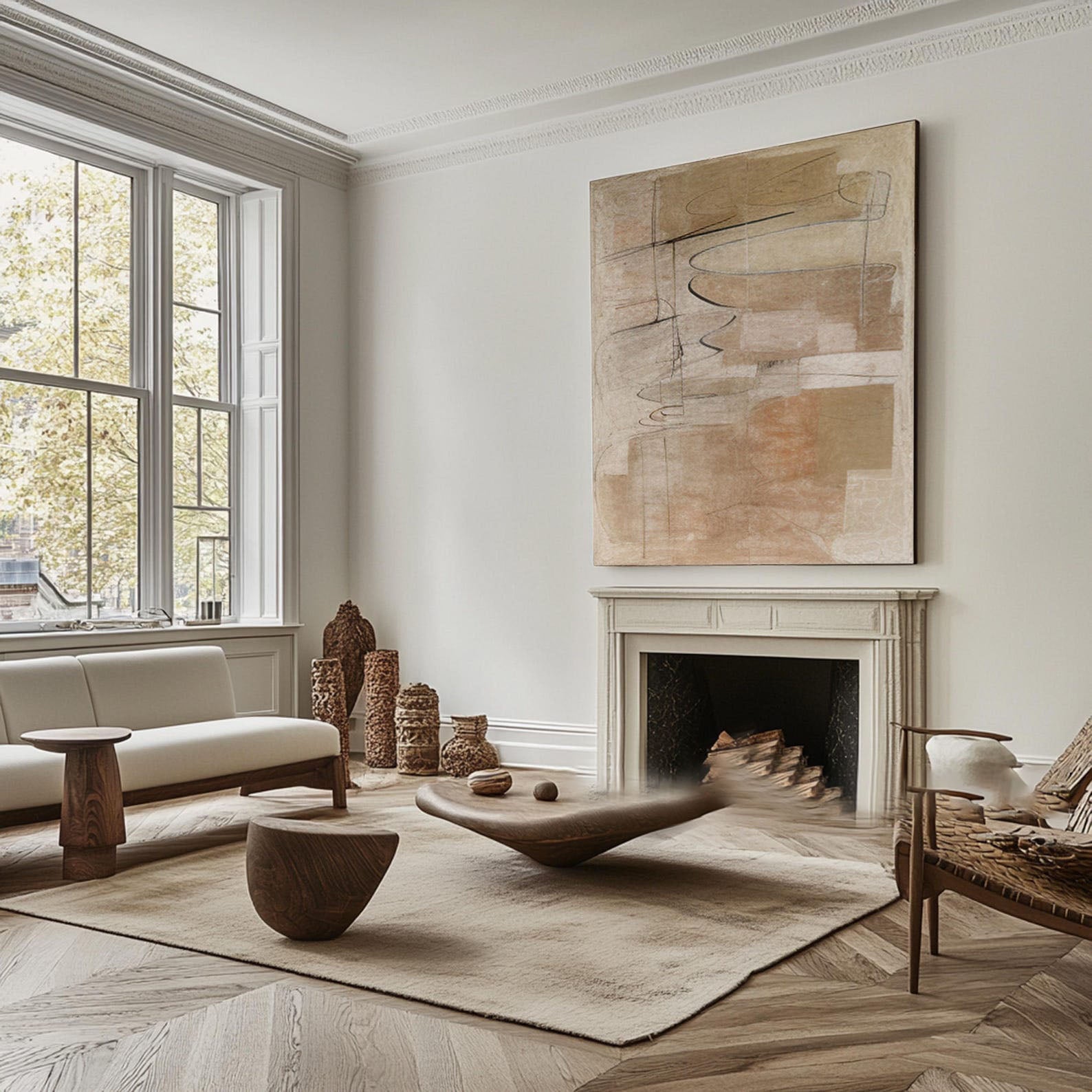 Modern Abstract Drawing - Black Line Texture Shapes #TB 025