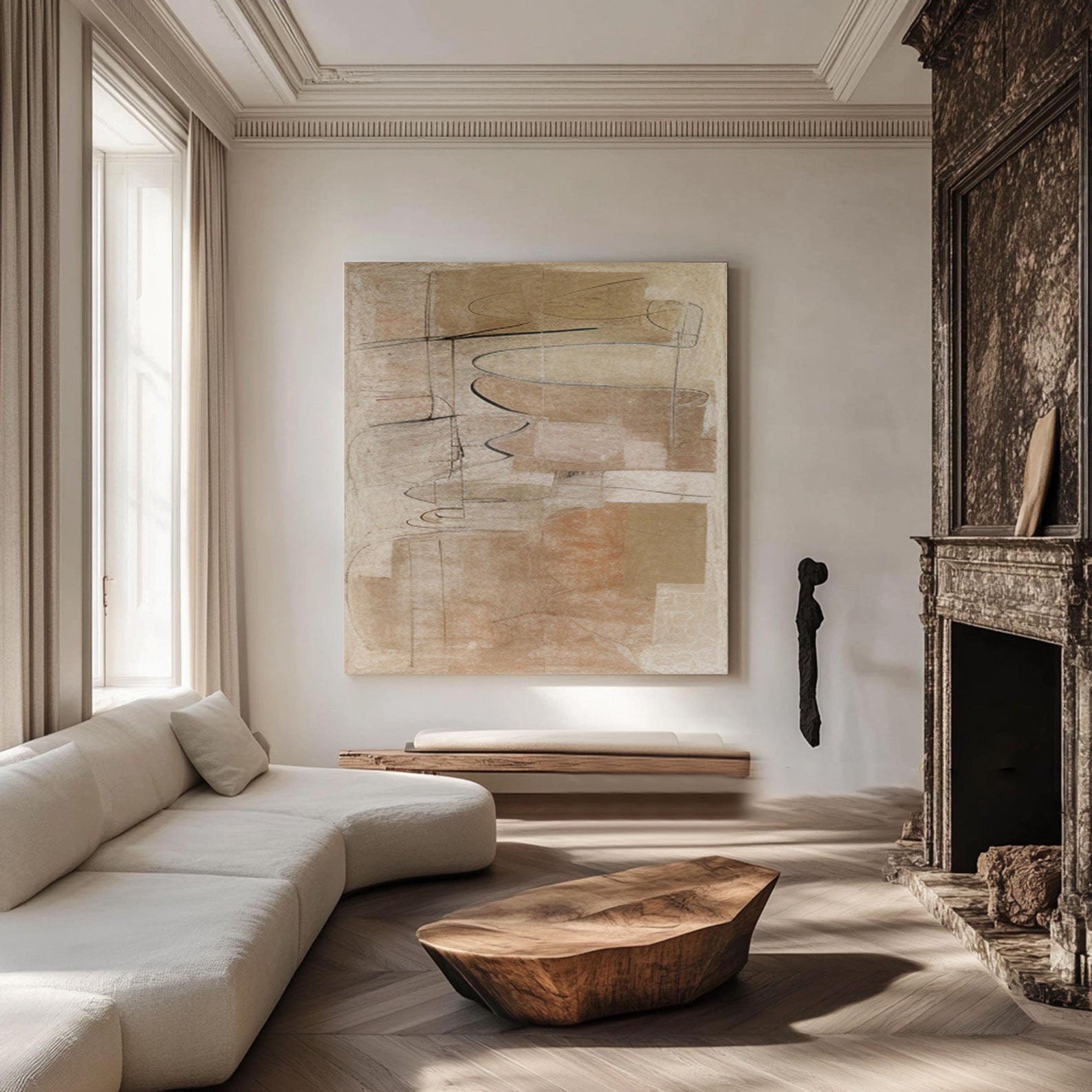 Abstract Art Drawing - Minimalist Line Texture - Modern Decor