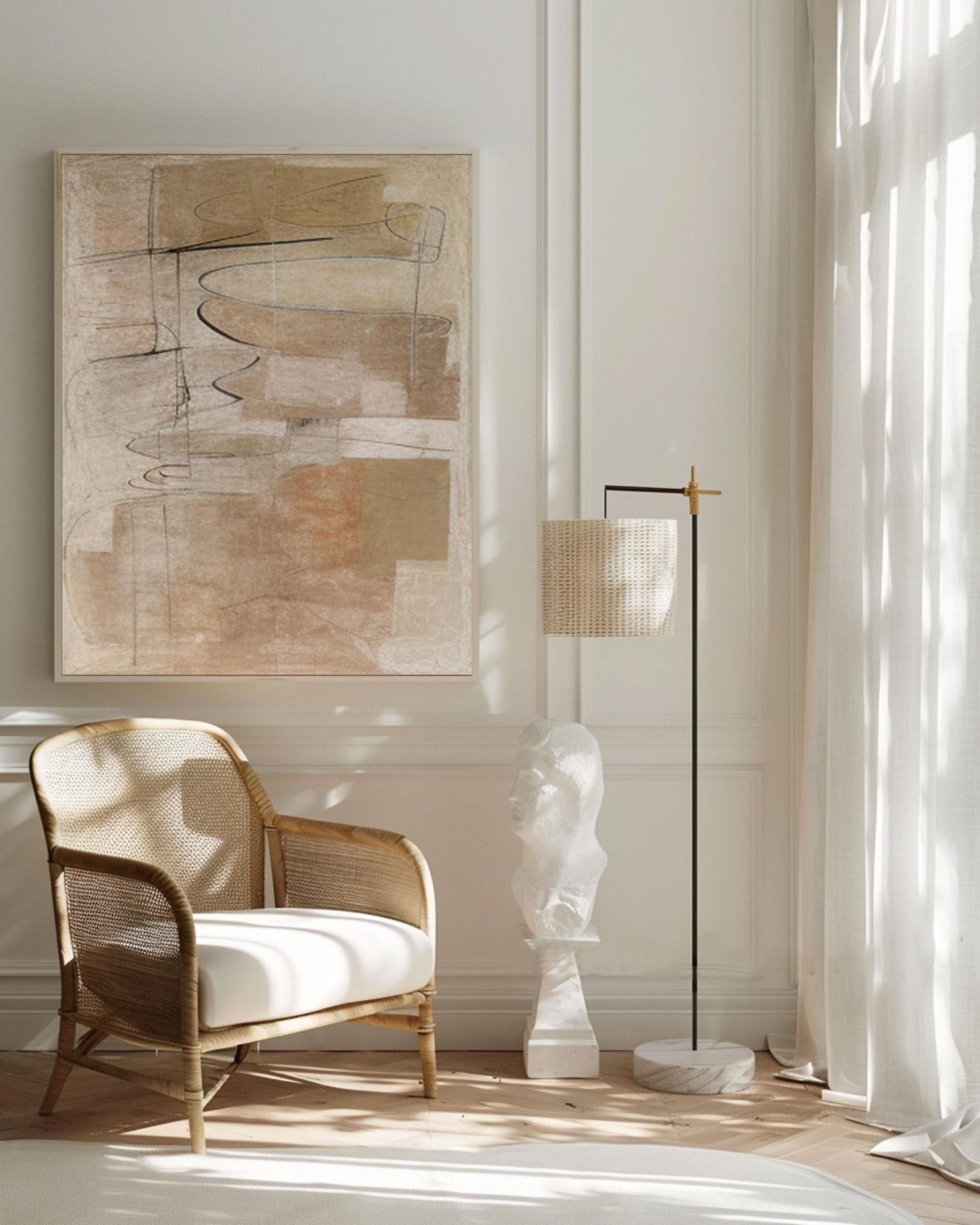 Modern Abstract Drawing - Black Line Texture Shapes #TB 025