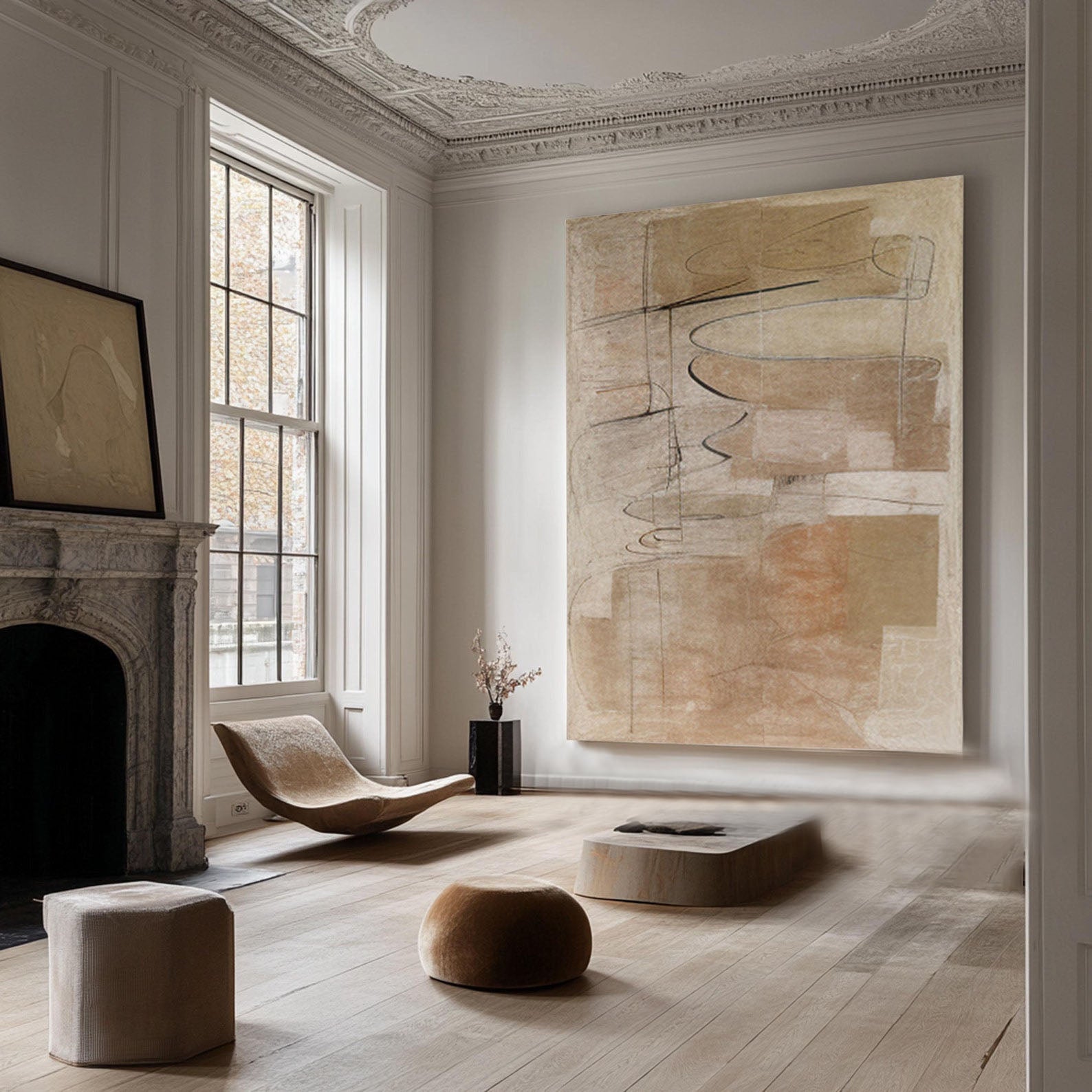 Modern Abstract Drawing - Black Line Texture Shapes #TB 025