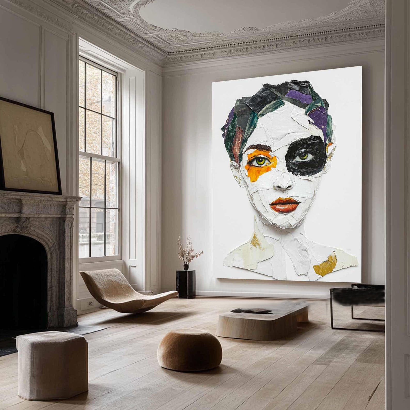 Vivid Color Abstract Portrait Painting, Modern Art Wall Art #TB 041