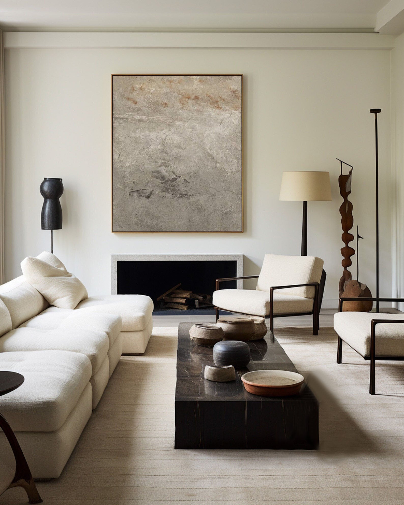 Gray Textured Abstract Art - Modern Minimalist Style #TB 005