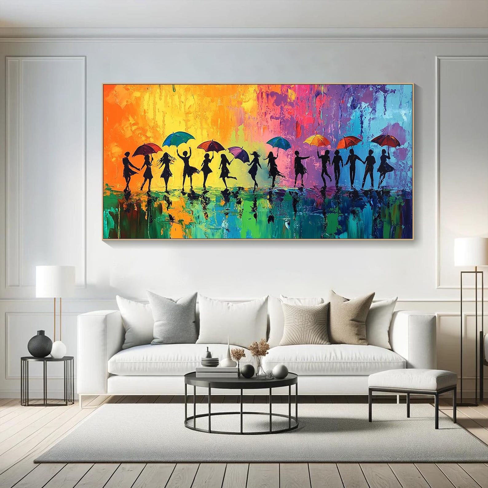 Colorful Rain Dance Abstract Oil Painting, Modern Lively #TB 074