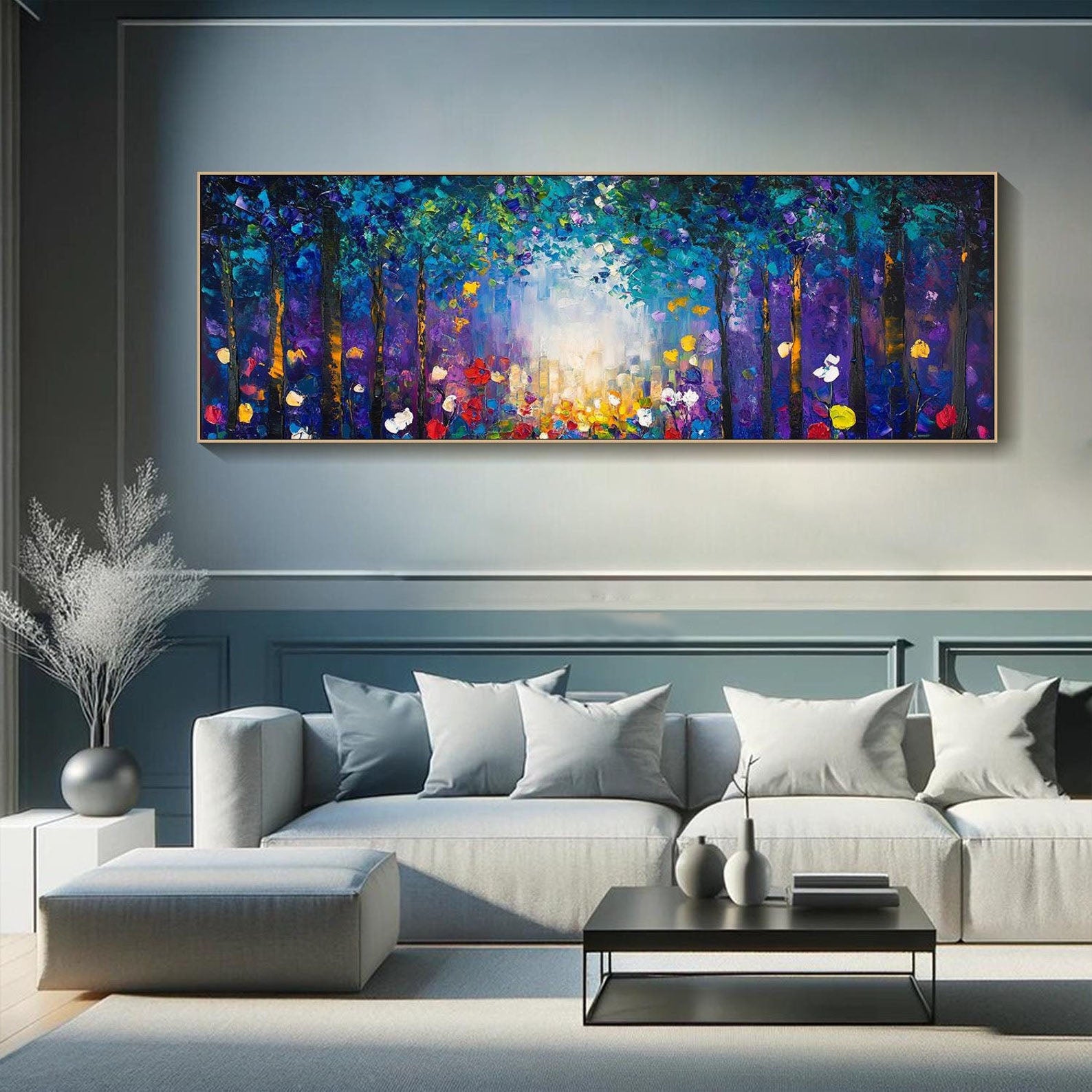 Impressionist Forest Floral Oil Painting - Vibrant Nature Art #TB 018