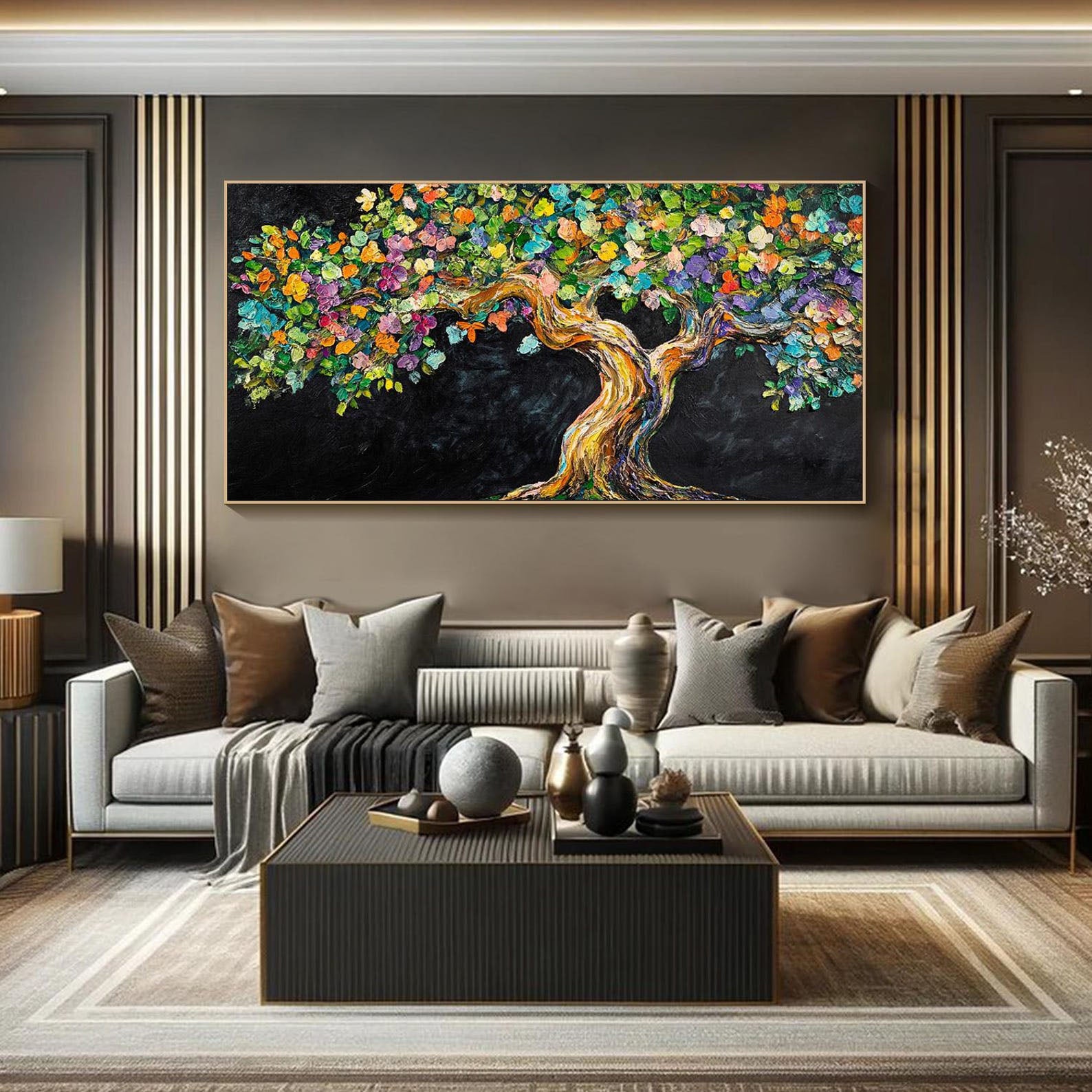 Vibrant Tree of Life Abstract Oil Painting, Modern Art Wall Decor #TB 054