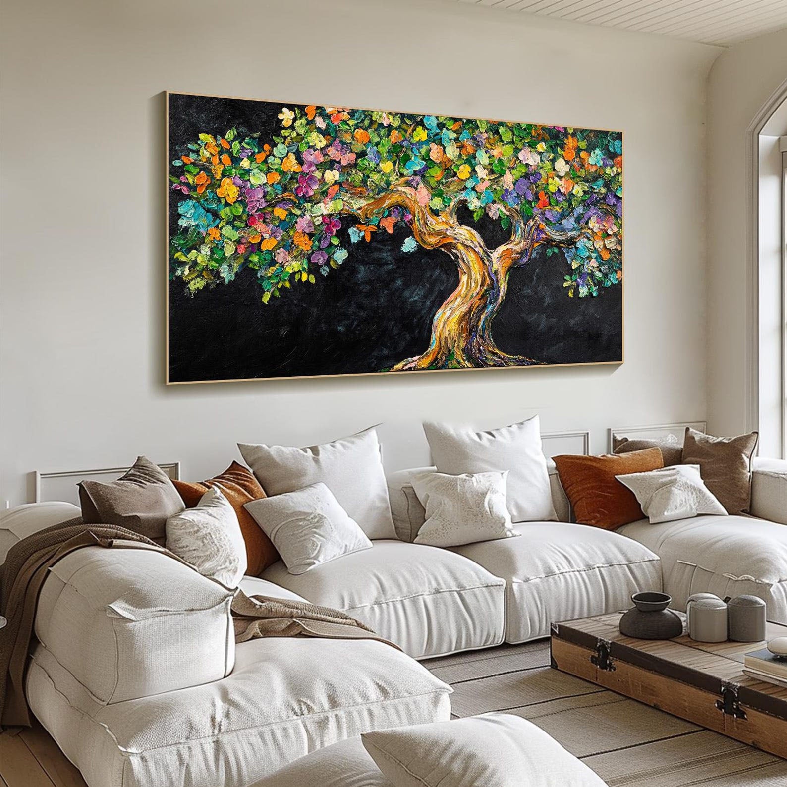 Vibrant Tree of Life Abstract Oil Painting, Modern Art Wall Decor #TB 054