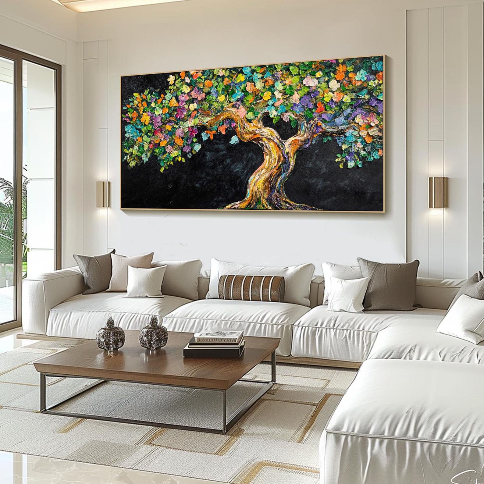 Vibrant Tree of Life Abstract Oil Painting, Modern Art Wall Decor #TB 054