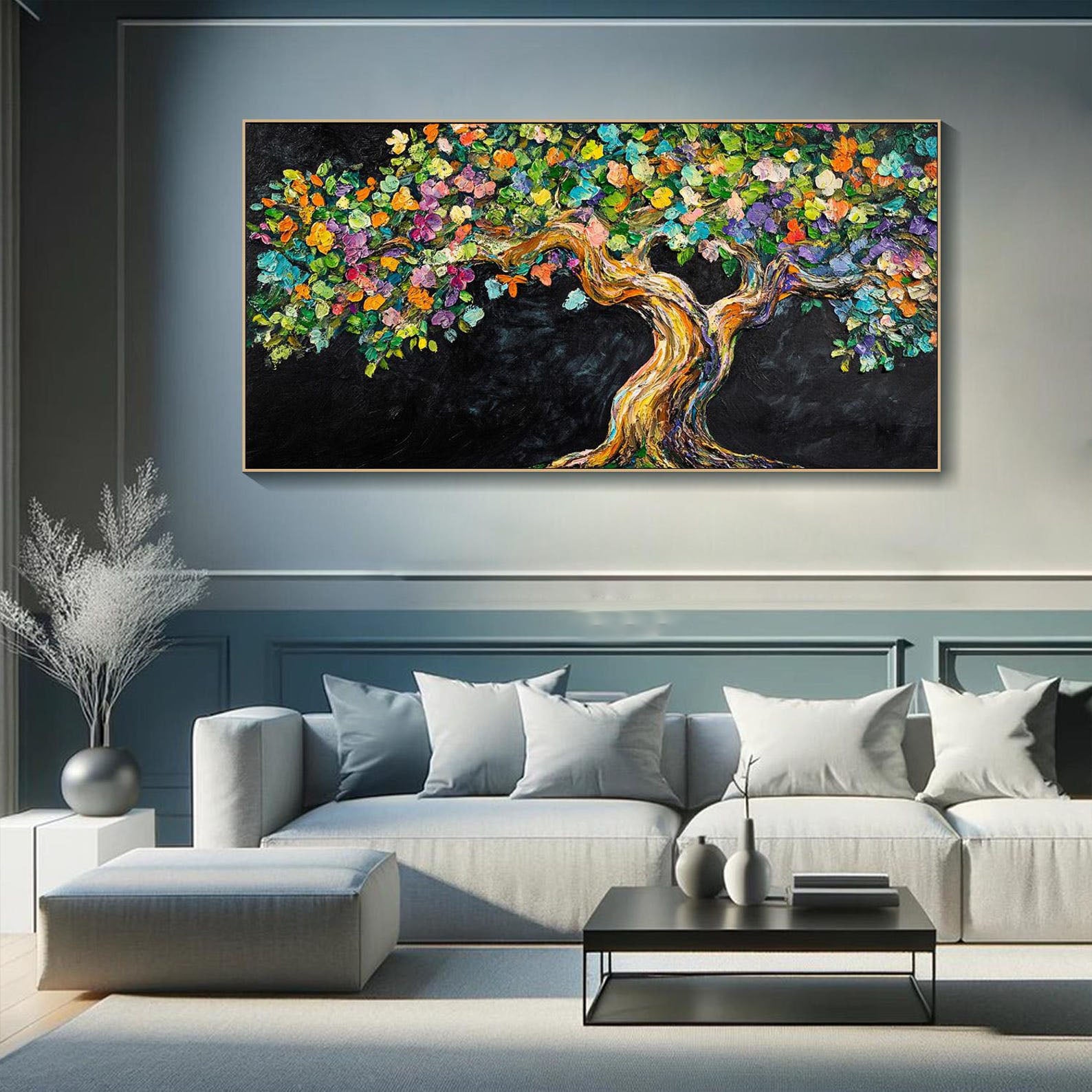 Vibrant Tree of Life Abstract Oil Painting, Modern Art Wall Decor #TB 054