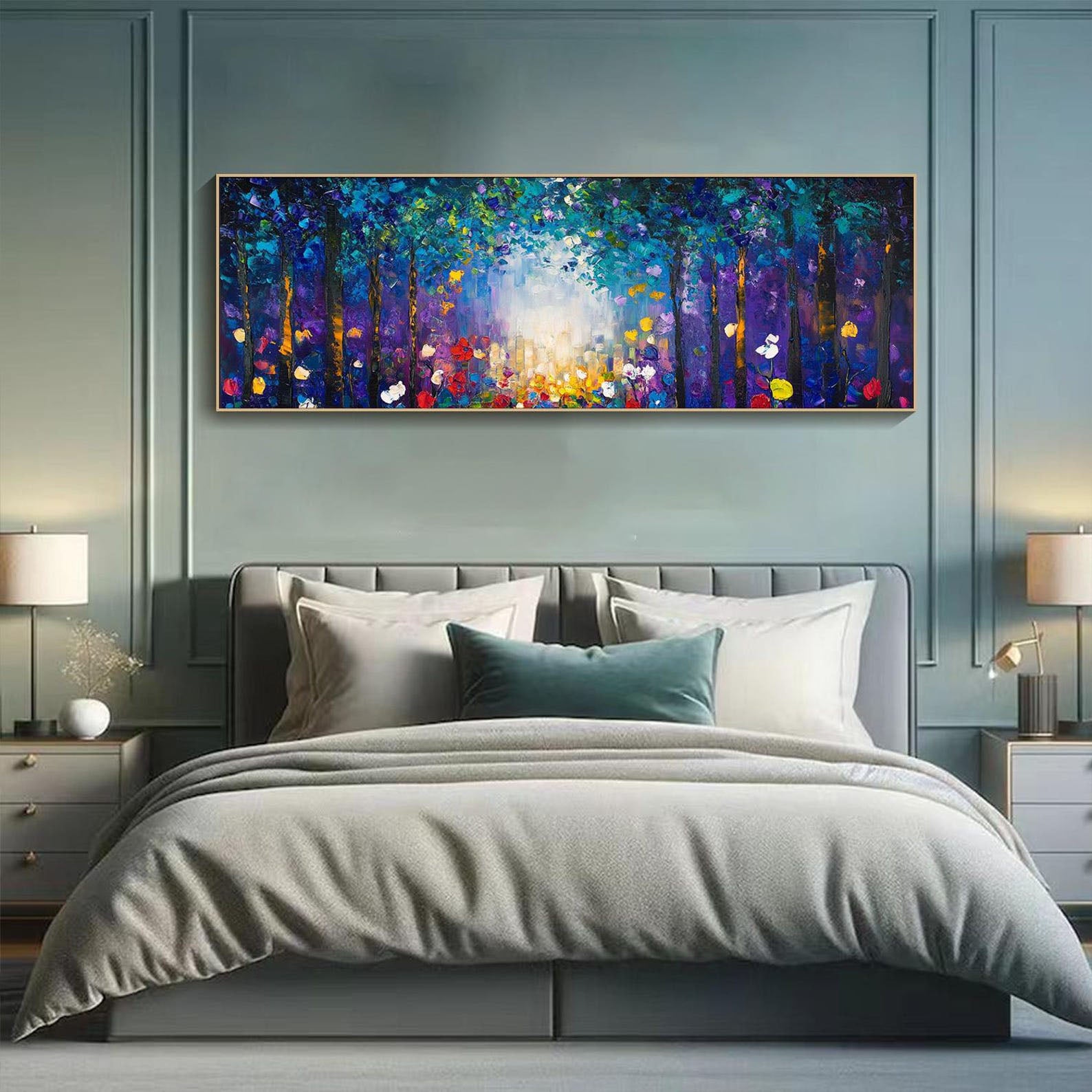 Impressionist Forest Floral Oil Painting - Vibrant Nature Art #TB 018