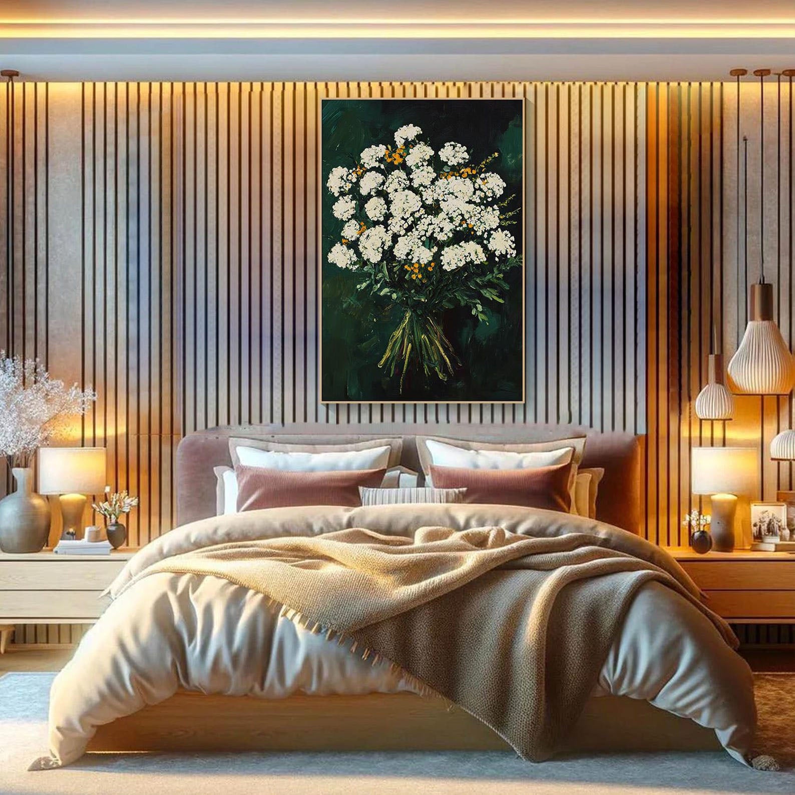 Yarrow Oil Art | Modern Green Floral #TB 013