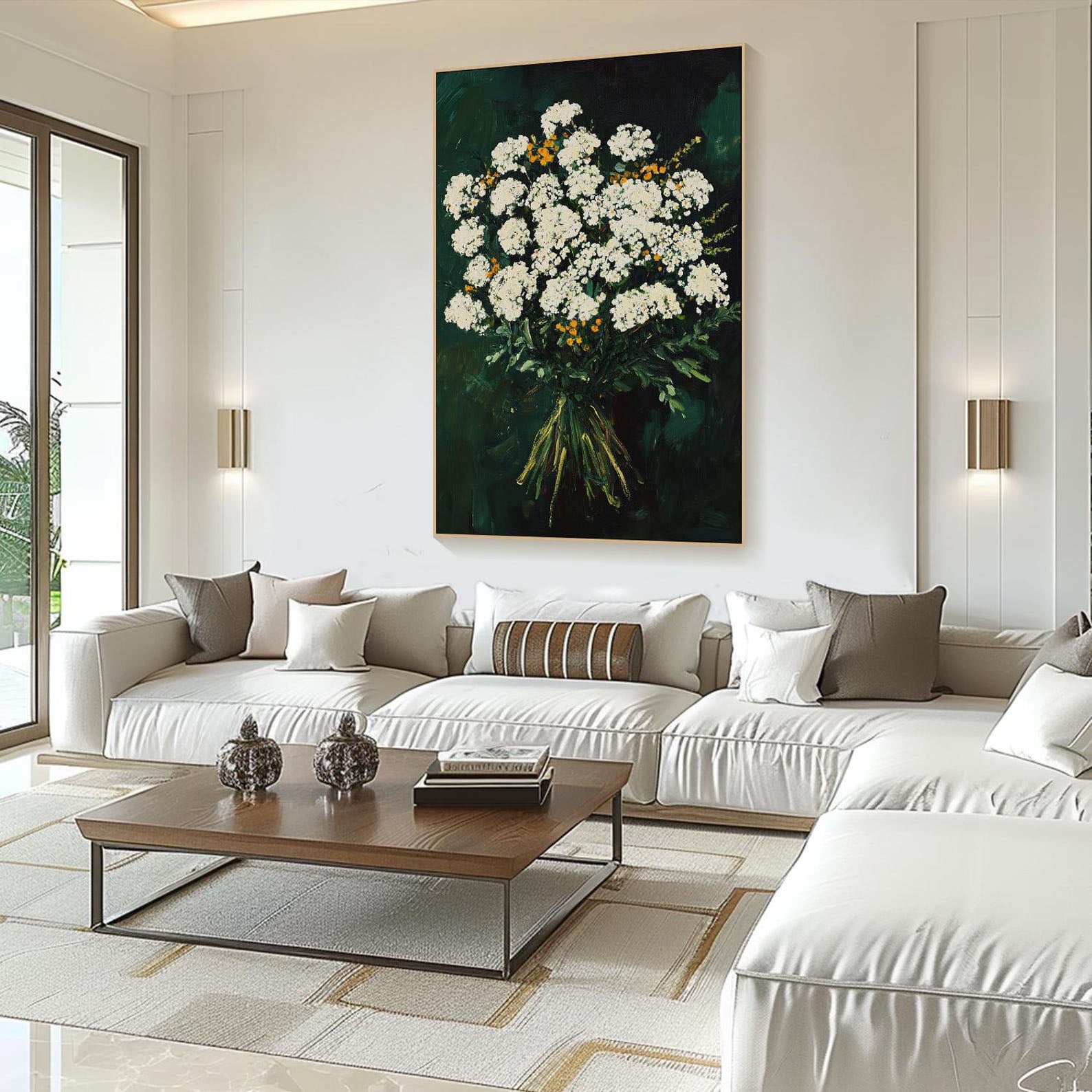 Yarrow Oil Art | Modern Green Floral #TB 013