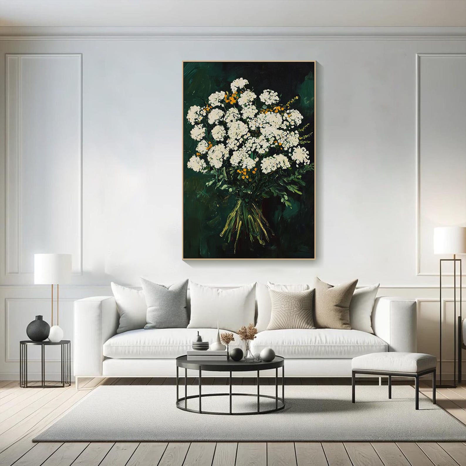 Yarrow Oil Art | Modern Green Floral #TB 013