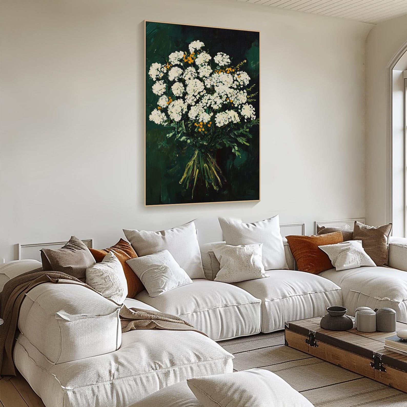 Yarrow Oil Art | Modern Green Floral #TB 013