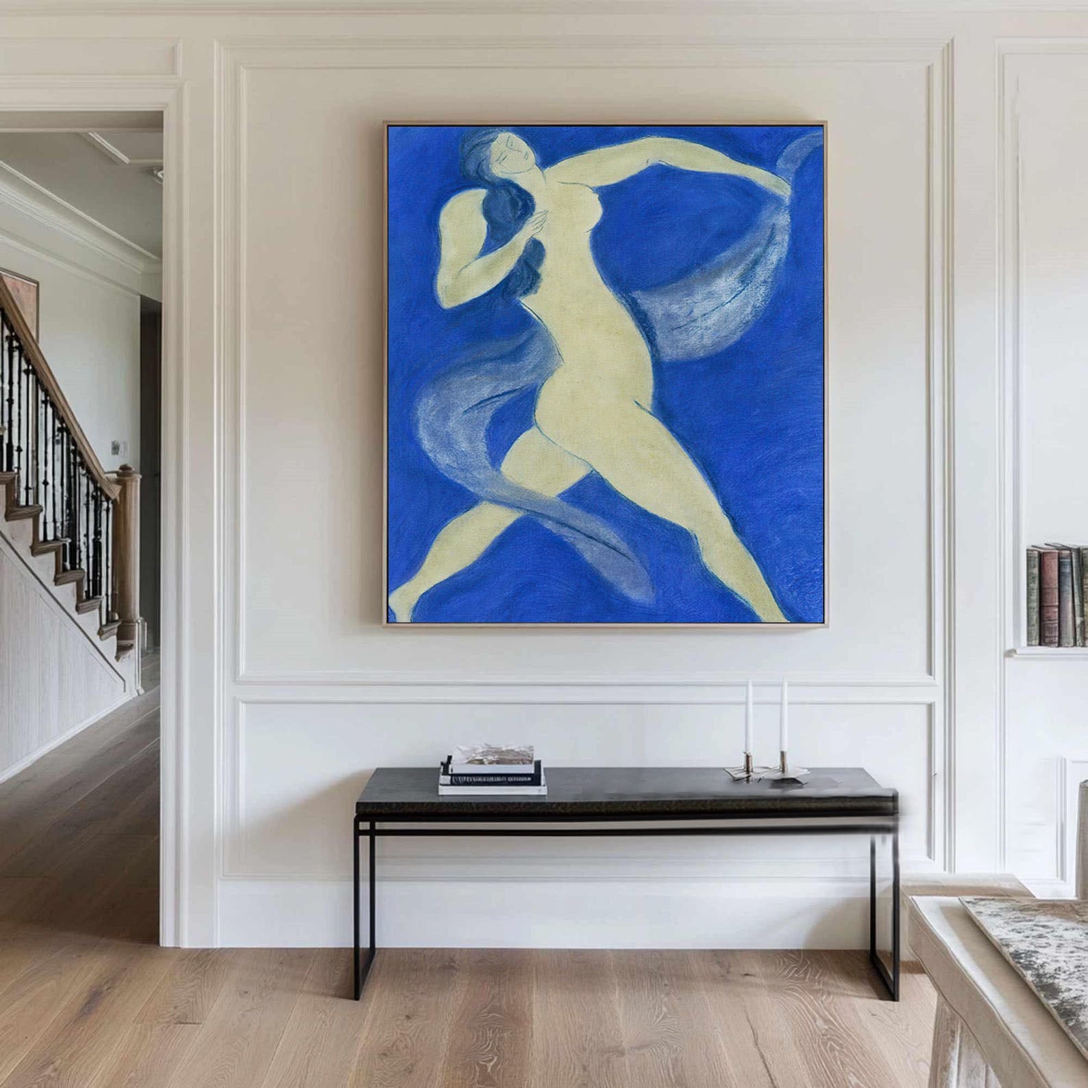 Vivid Blue Abstract Dancer Art, Modern Minimalist #TB 077
