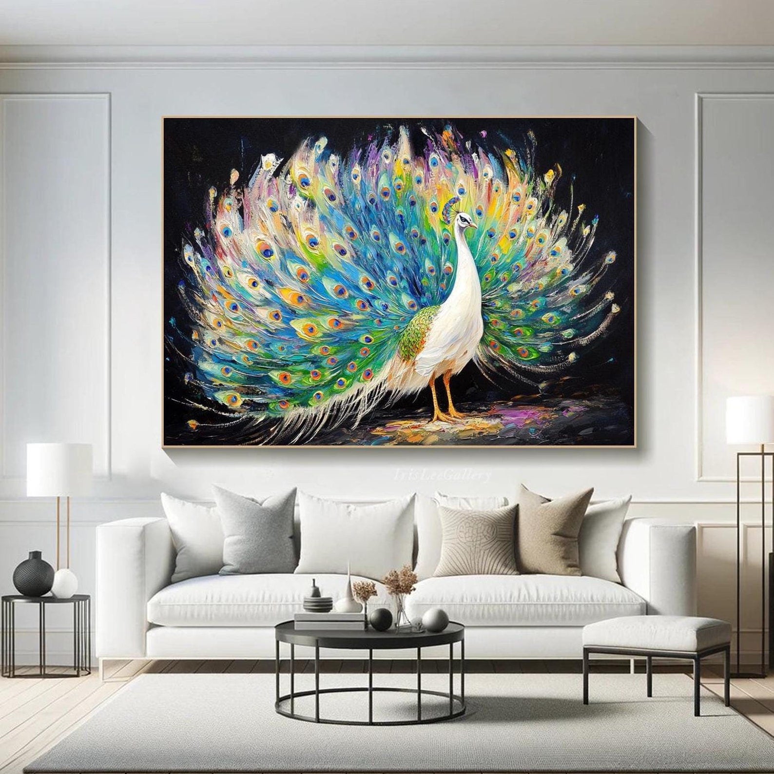 Stunning 3D Colorful Peacock Large Textured Oil Painting #ZZ 011