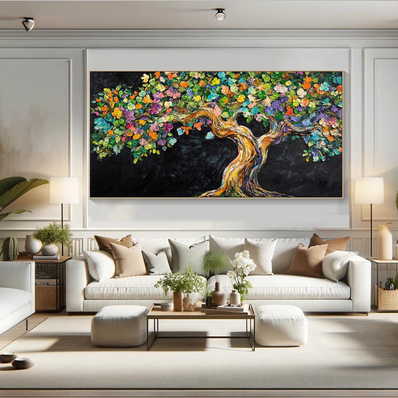Vibrant Tree of Life Abstract Oil Painting, Modern Art Wall Decor #TB 054