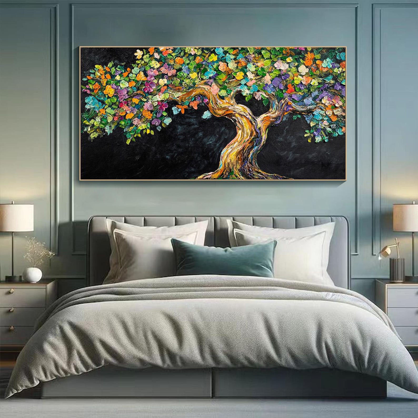Vibrant Tree of Life Abstract Oil Painting, Modern Art Wall Decor #TB 054