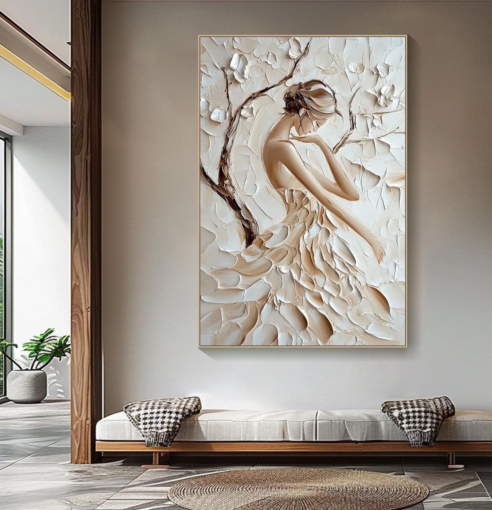 3D Textured Female Portrait - Modern Art Decor #TB 008