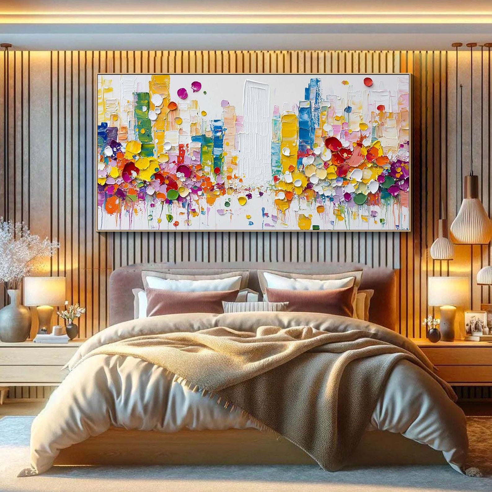 Colorful Urban Abstract Art, Modern 3D Street Decor