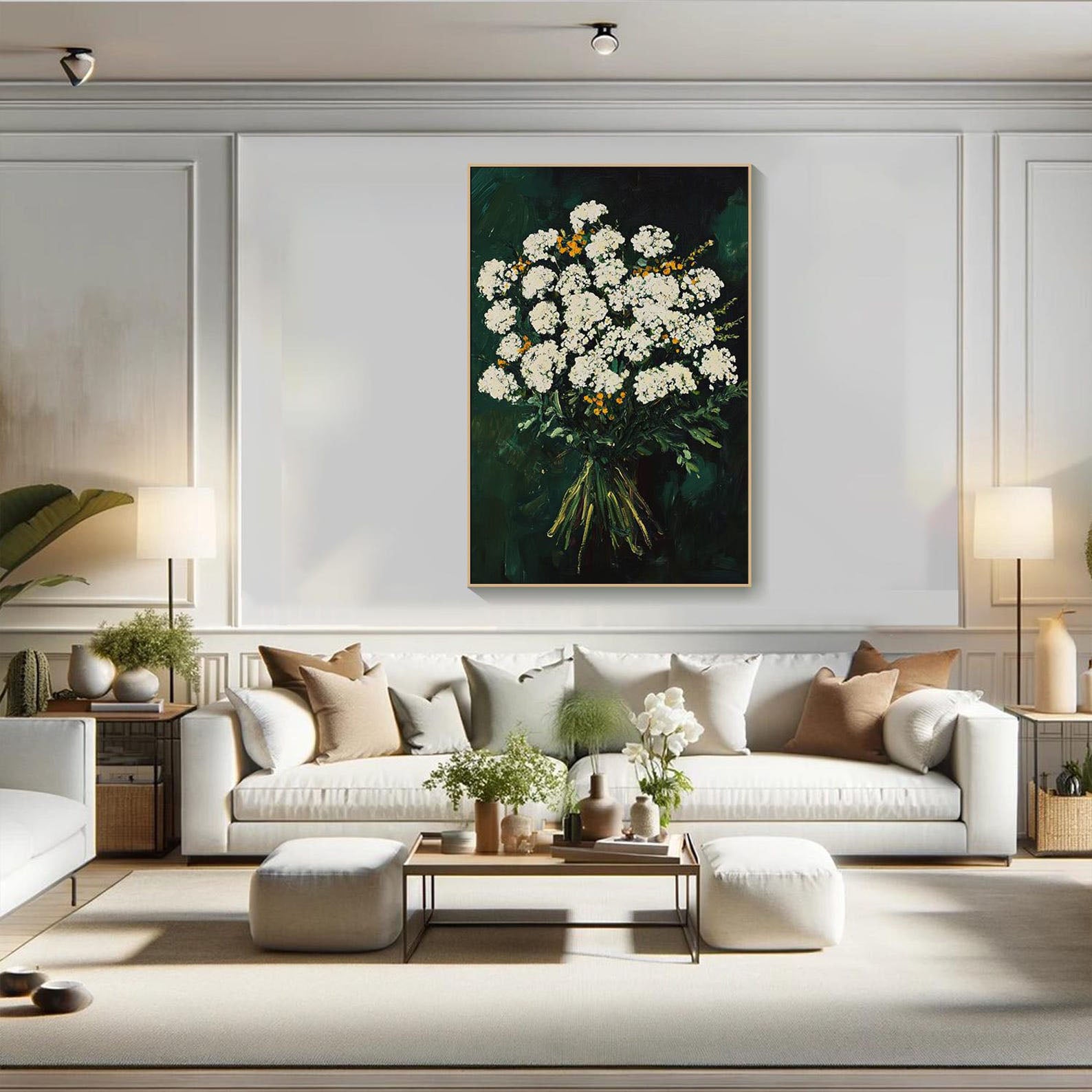 Yarrow Oil Art | Modern Green Floral #TB 013