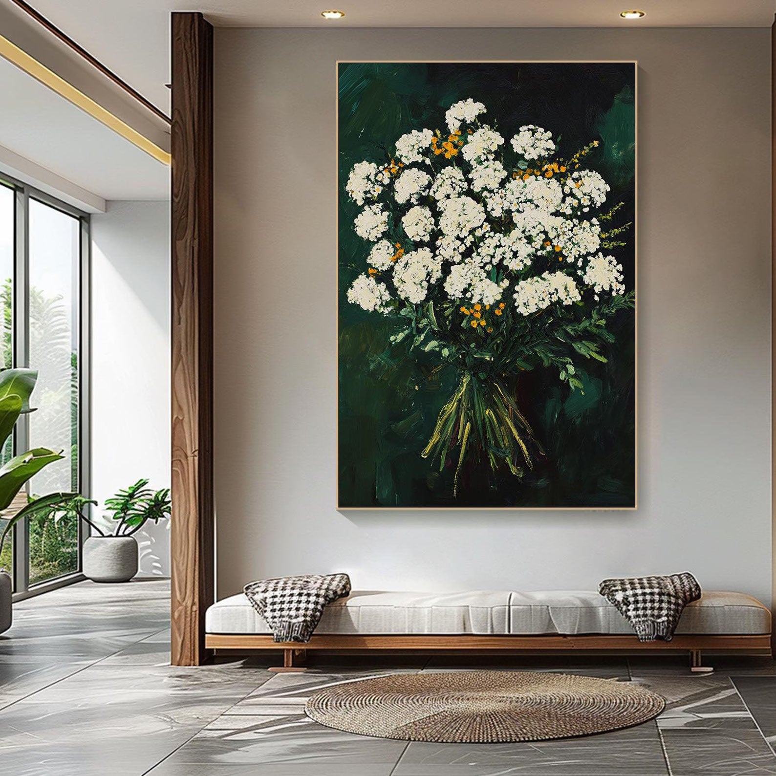 Green Floral Oil | Modern Art Collect