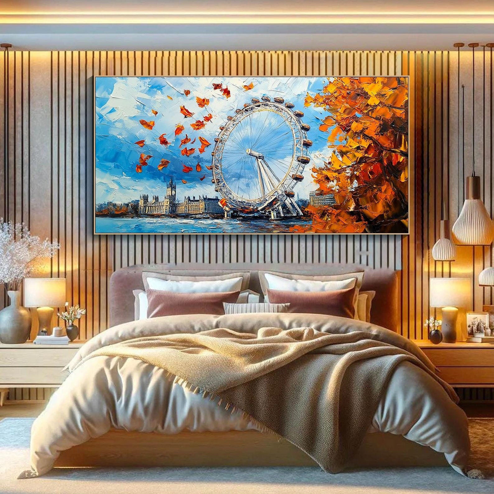 London Eye Themed Oil Painting - Modern Cityscape Art #TB 058