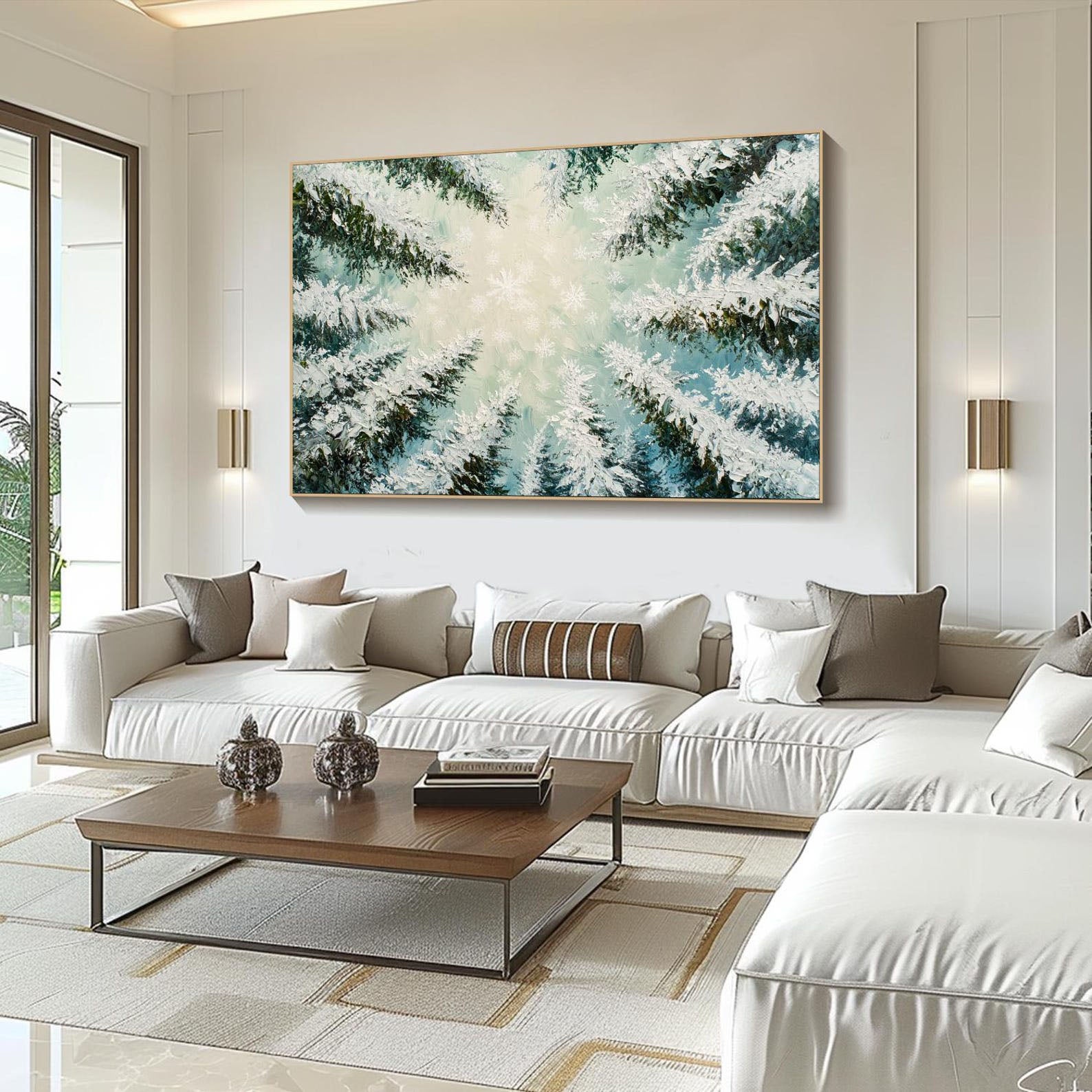 Snowy Forest Oil Painting - Ice-Covered Trees Art #TB 010