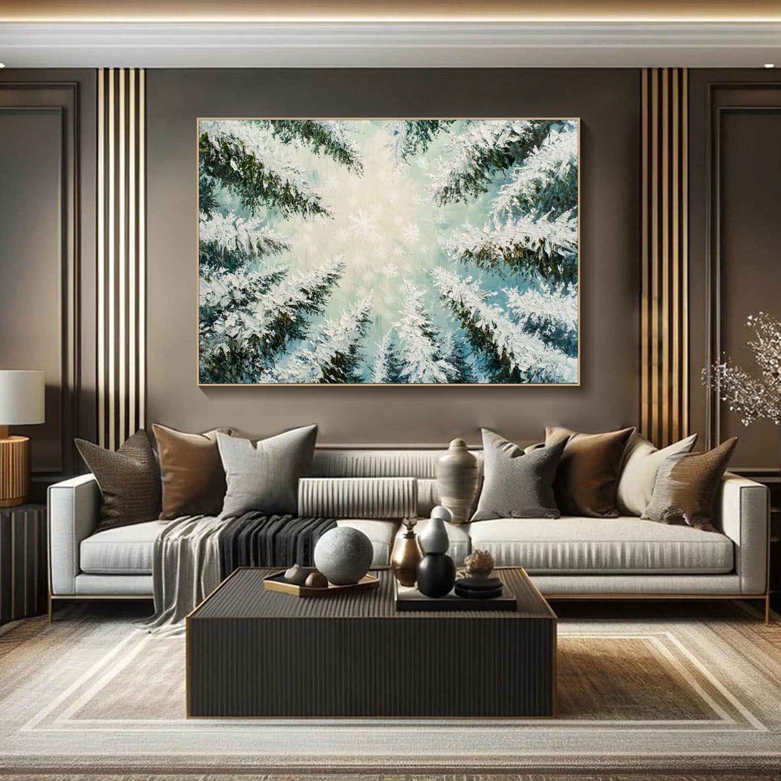 Snowy Forest Oil Painting - Ice-Covered Trees Art #TB 010