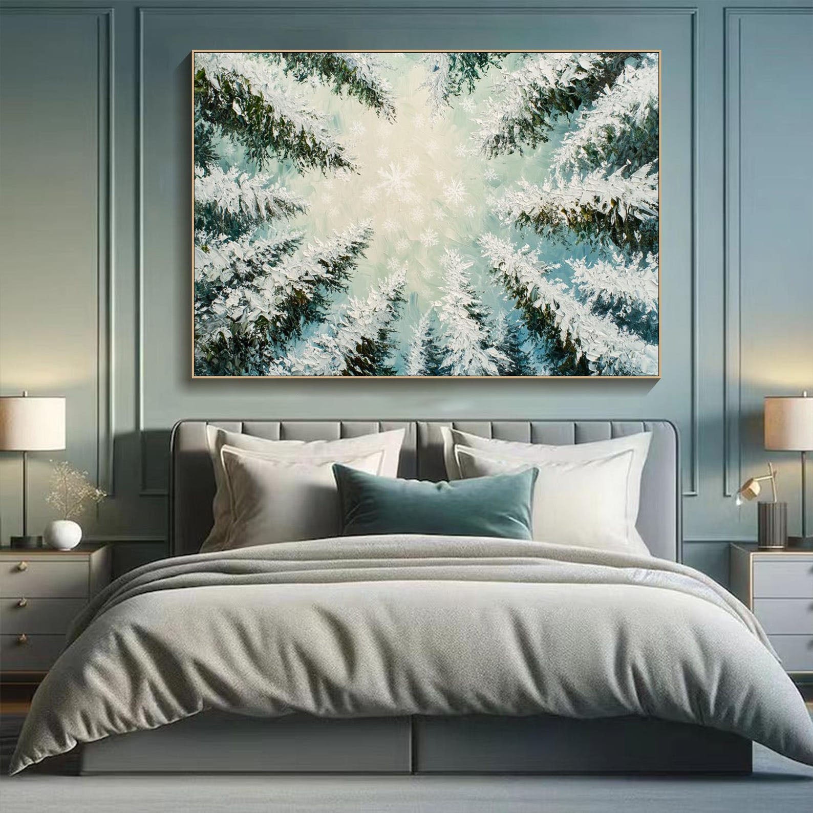 Snowy Forest Oil Painting - Ice-Covered Trees Art #TB 010