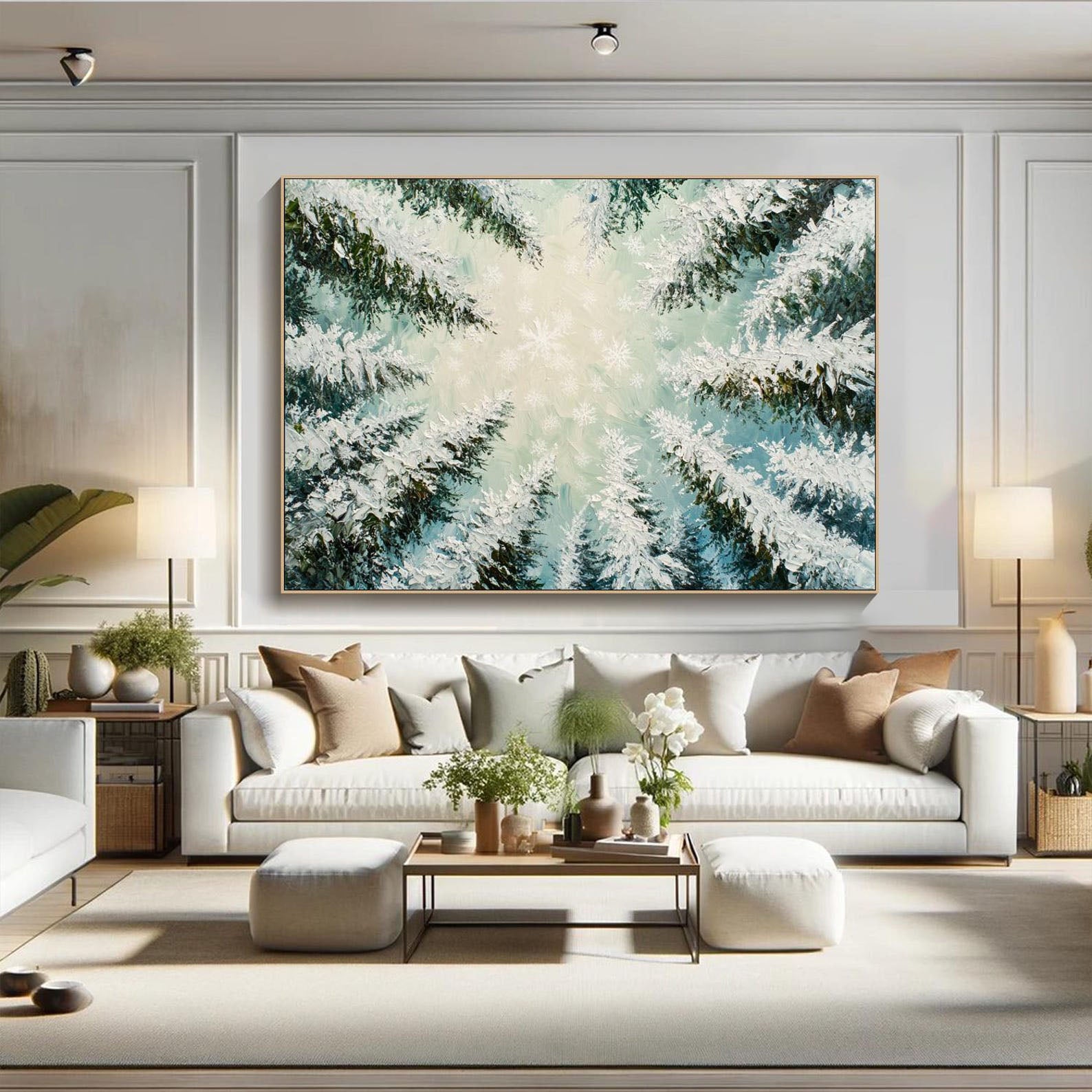 Snowy Forest Oil Painting - Ice-Covered Trees Art #TB 010