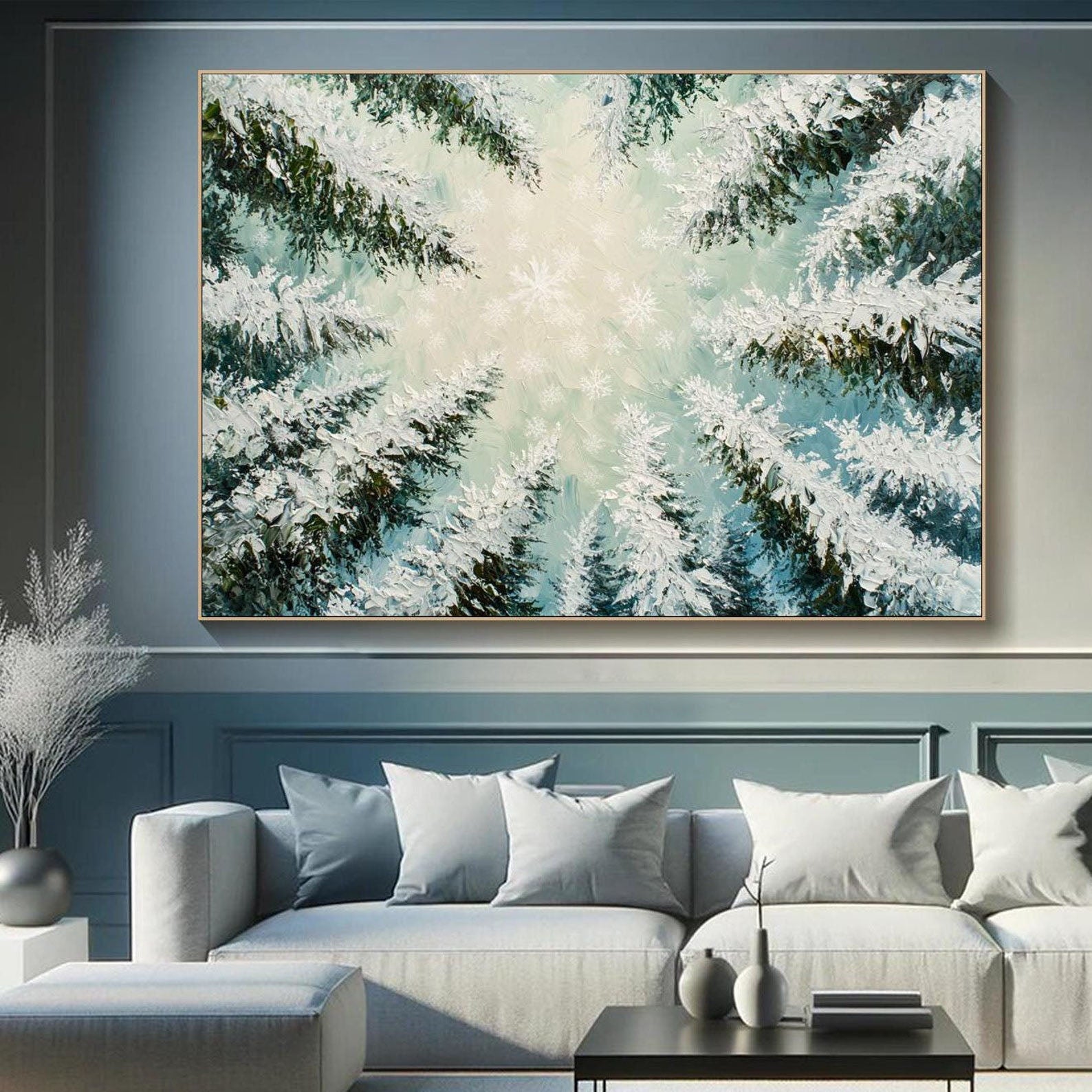 Snowy Forest Oil Painting - Ice-Covered Trees Art #TB 010