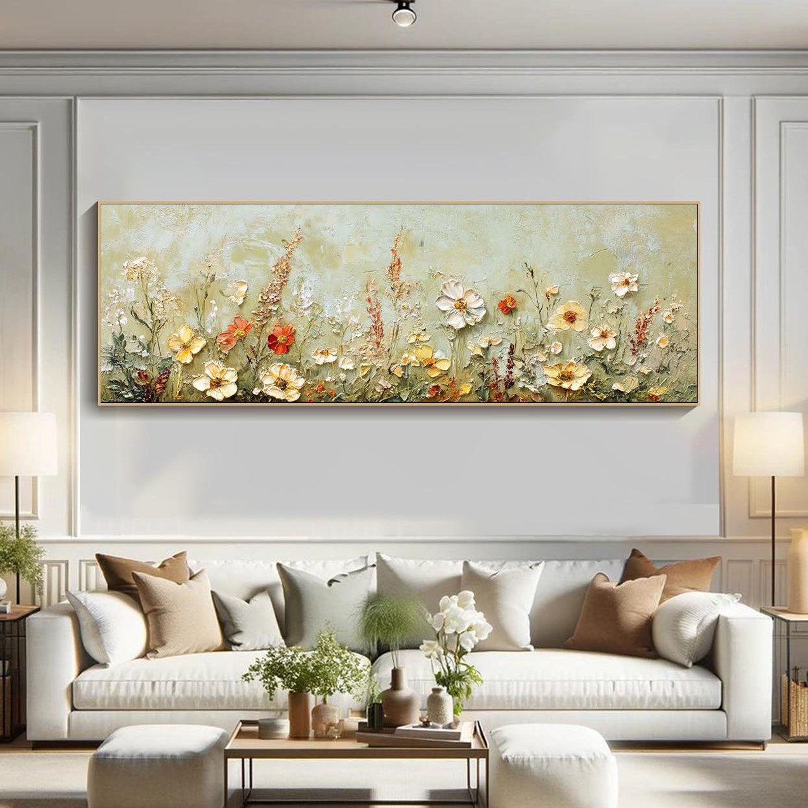 Textured Floral Meadow Painting - Colorful Wildflower Art #TB 003