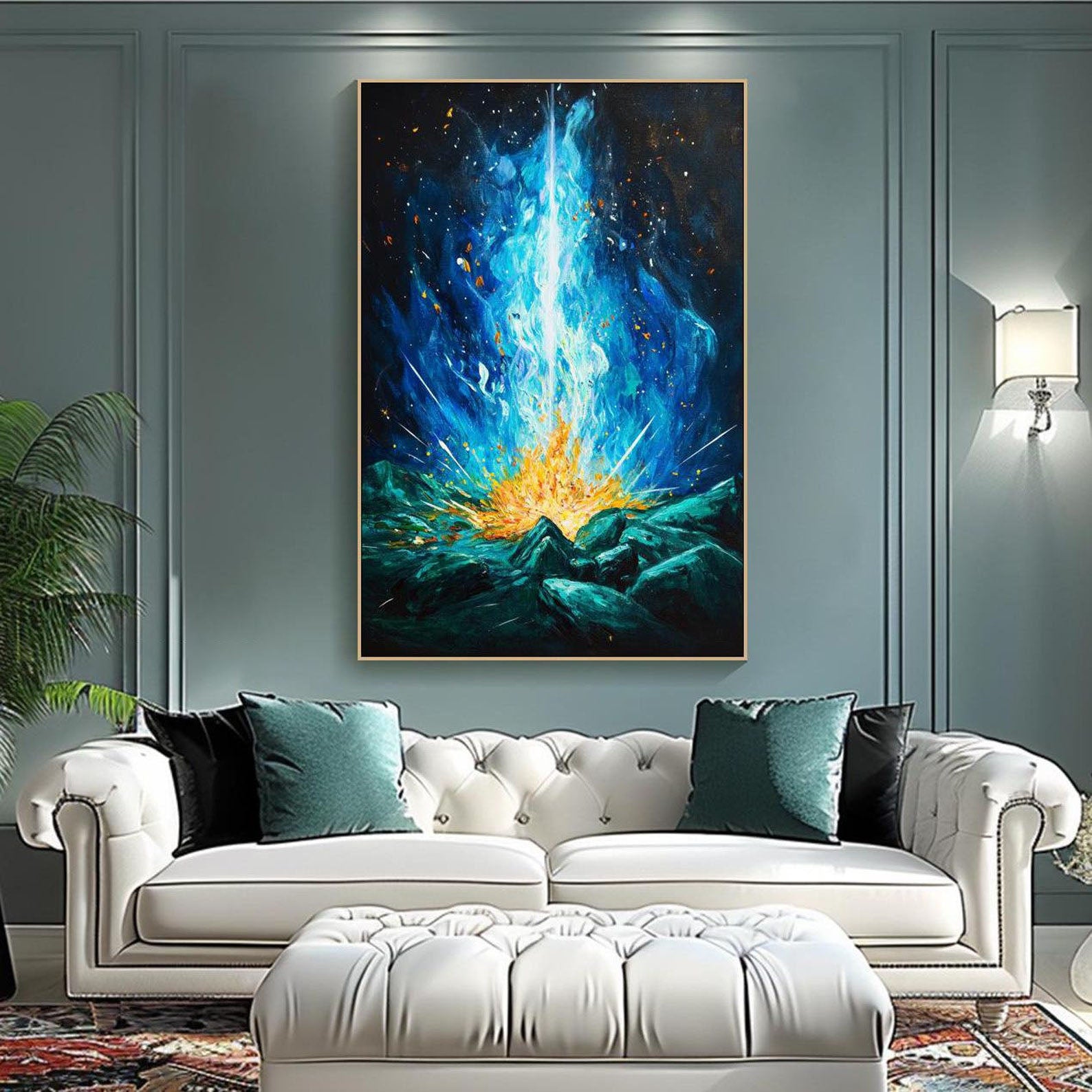 Energy Burst Abstract Oil Painting, Modern Flame Art Wall Decor #TB 049