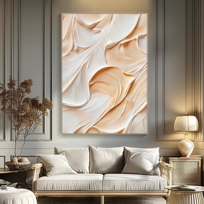 Abstract Textured Painting in Cream & Beige #TC 007