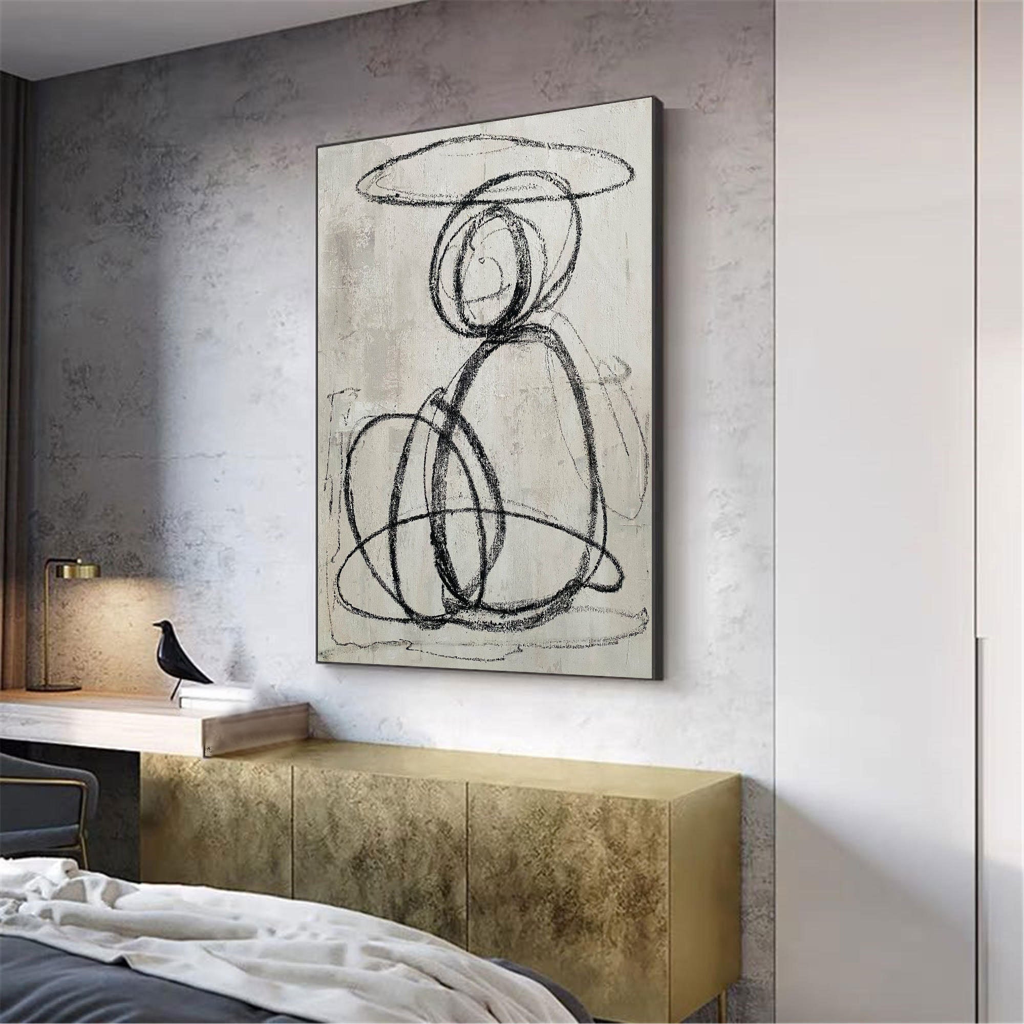 Unique Black and White Abstract Line Artwork for Wall Decor #TB 002