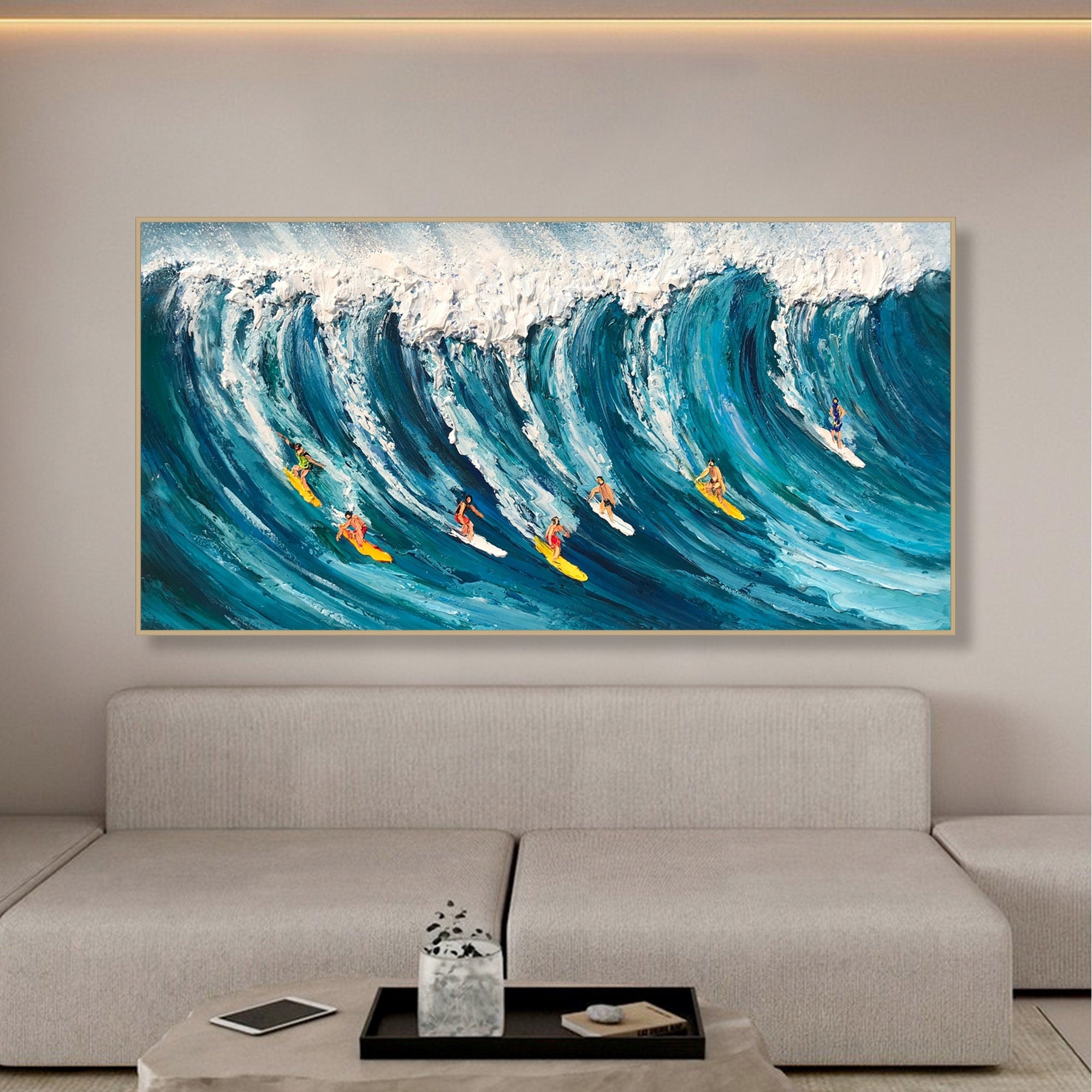 Modern Surfing Art, Blue Ocean Sport Lively Decor