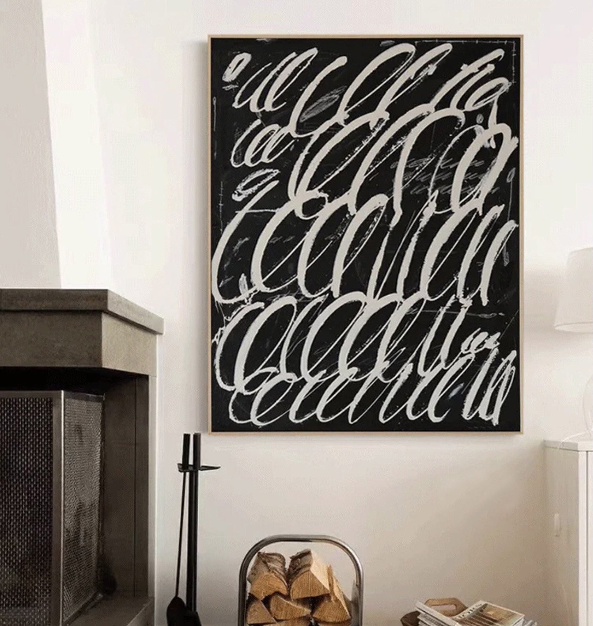 Black and White Abstract Calligraphy - Modern Art Decor #TB 057