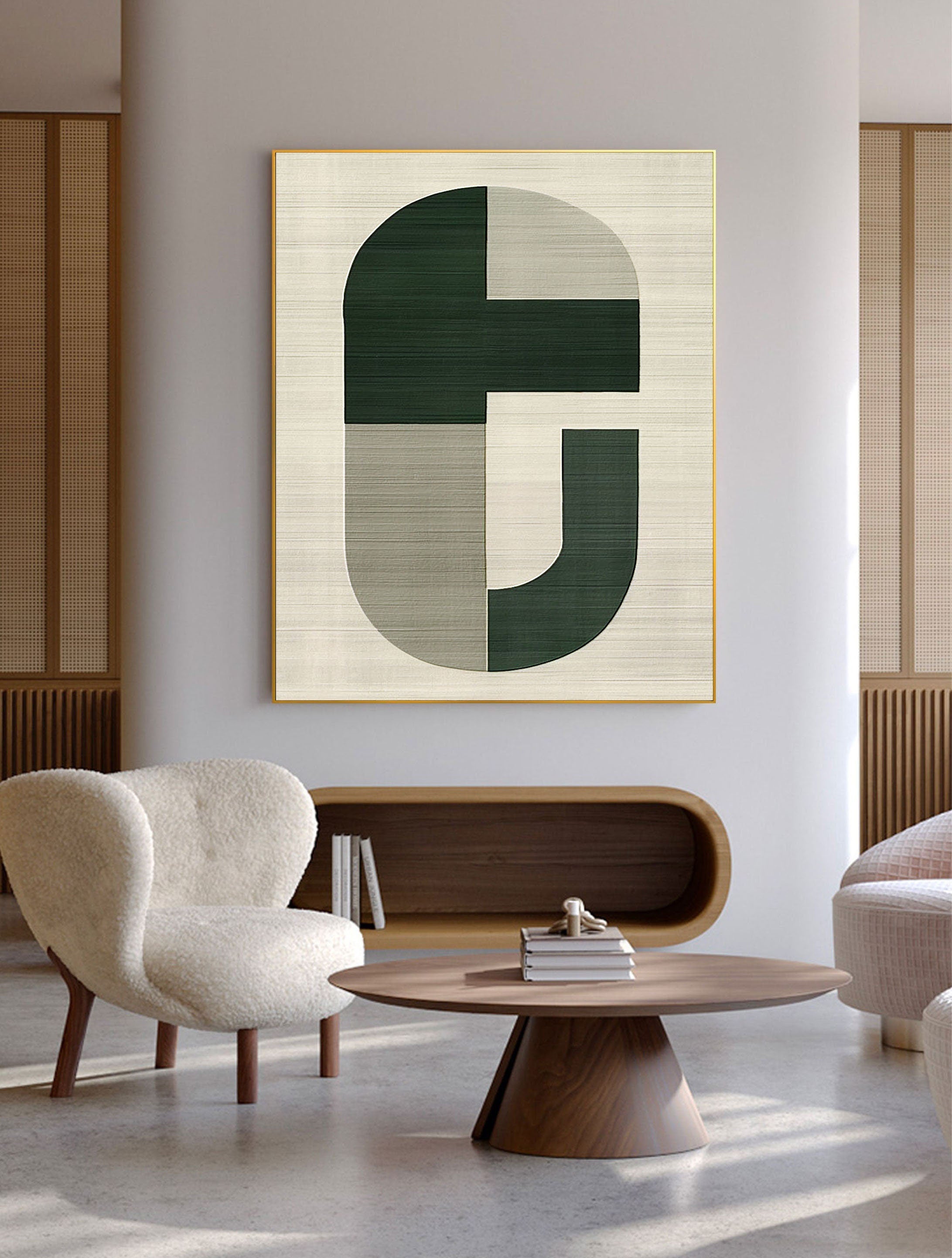 Original Modern Geometric Painting | Abstract Green Wall Decor