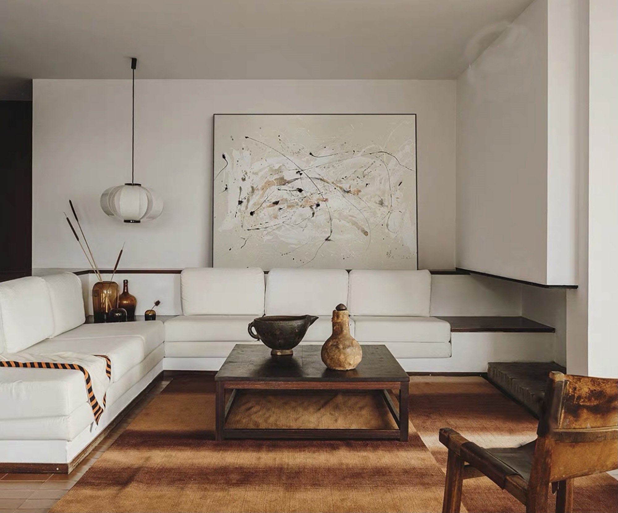 Modern Abstract Splatter Art, Beige Brown Black Dynamic #TB 078