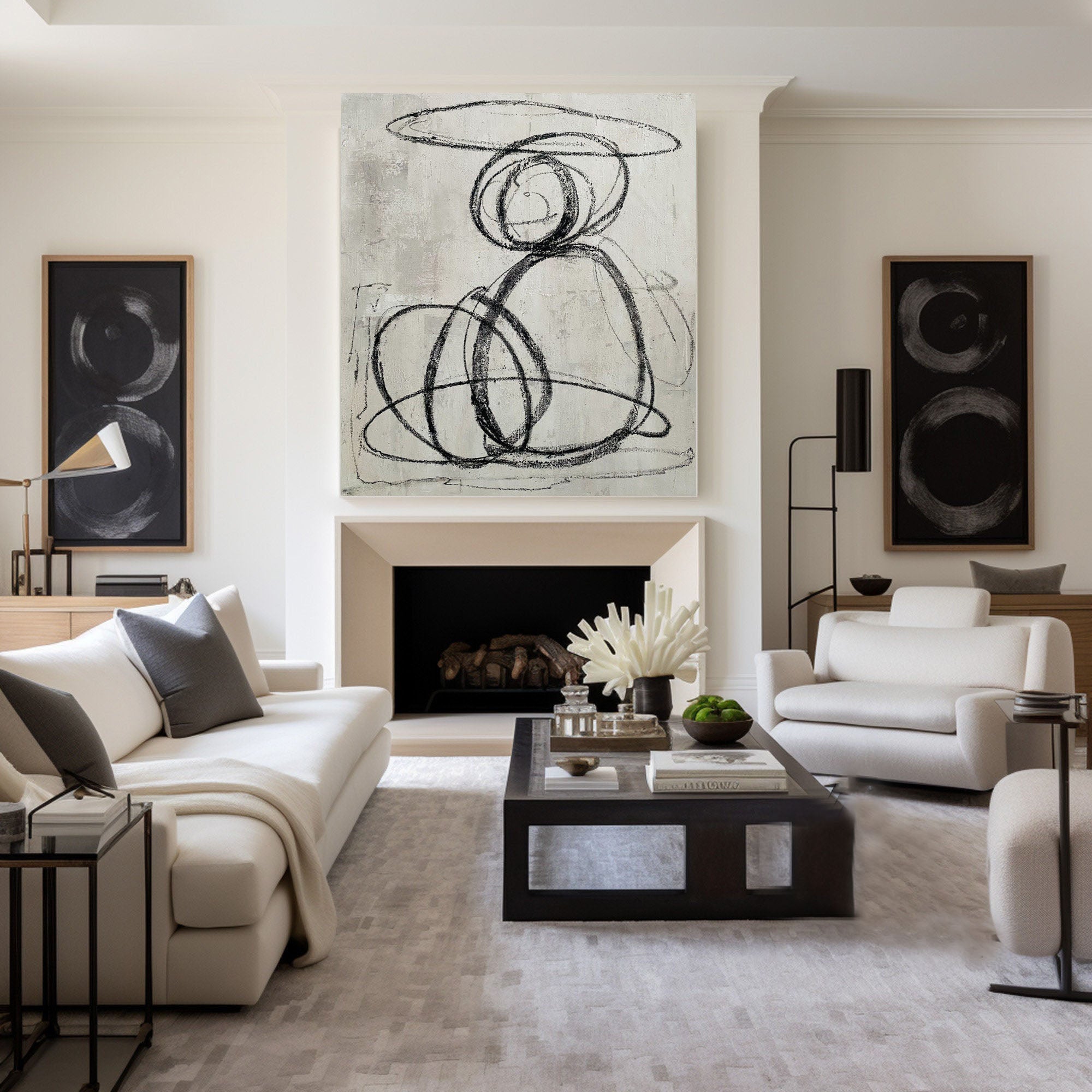 Unique Black and White Abstract Line Artwork for Wall Decor #TB 002