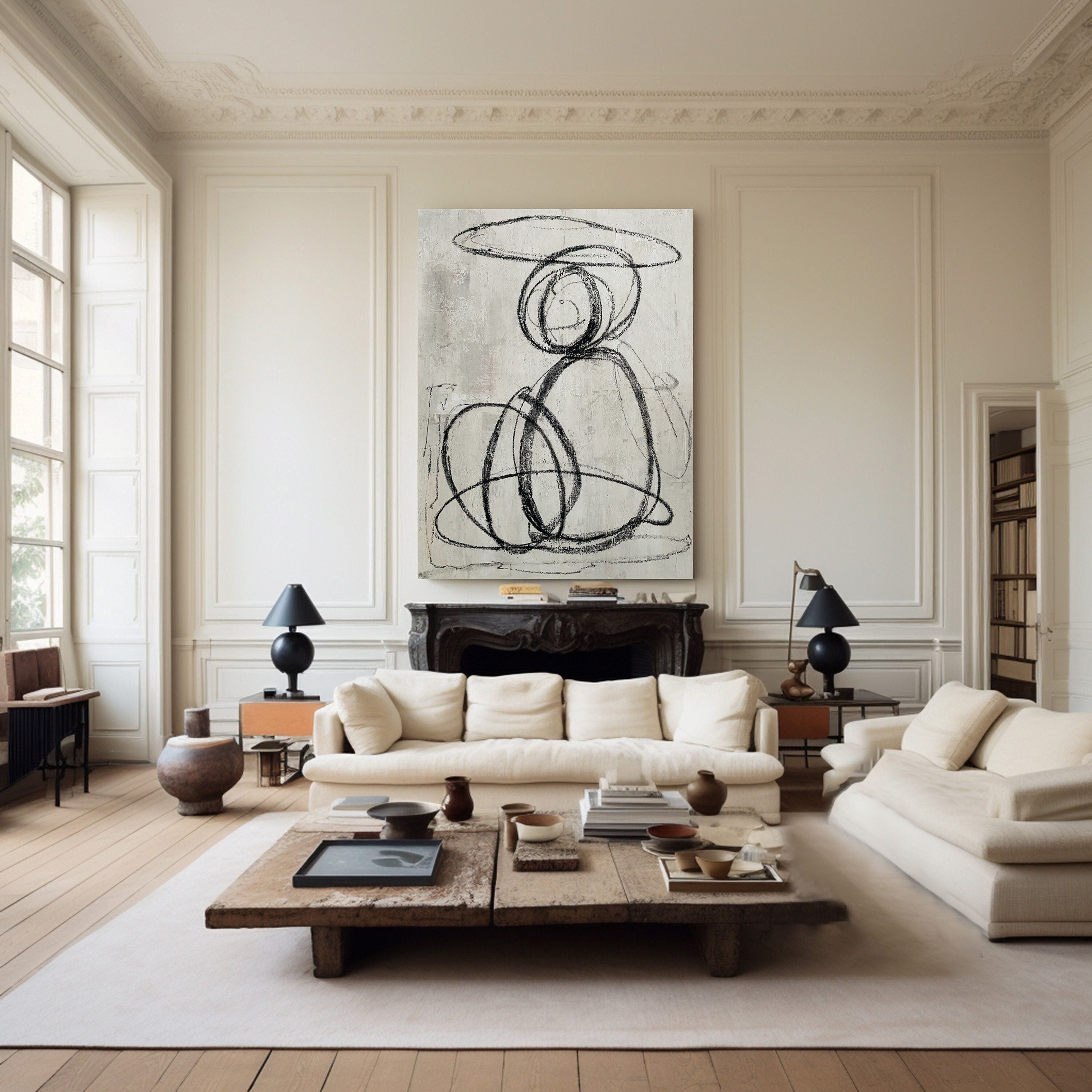 Unique Black and White Abstract Line Artwork for Wall Decor #TB 002